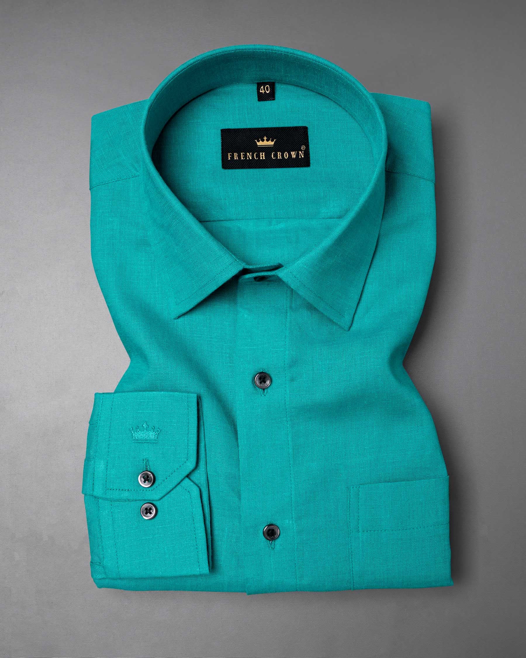 Dark Turquoise Luxurious Linen Shirt