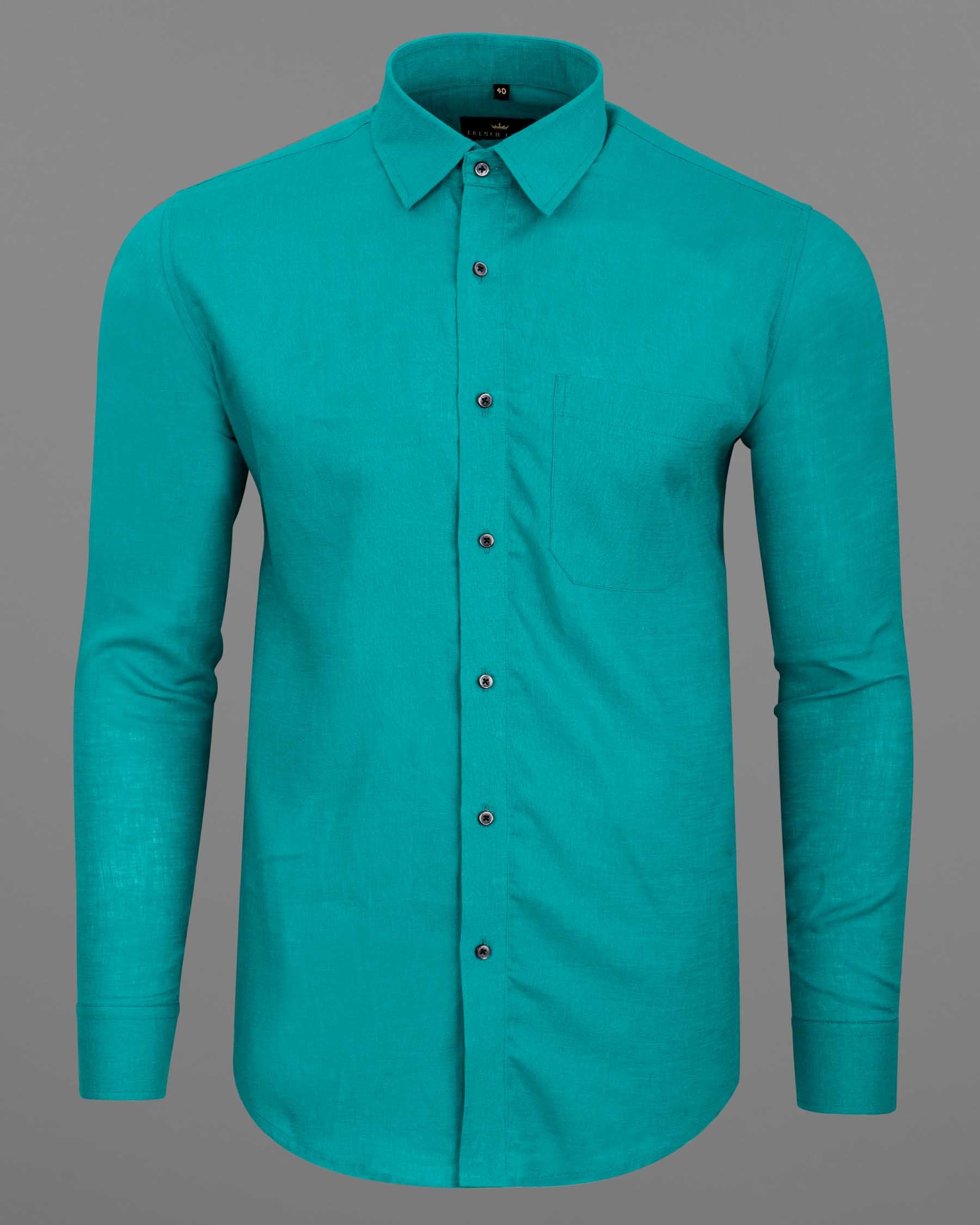 Dark Turquoise Luxurious Linen Shirt - Main Image