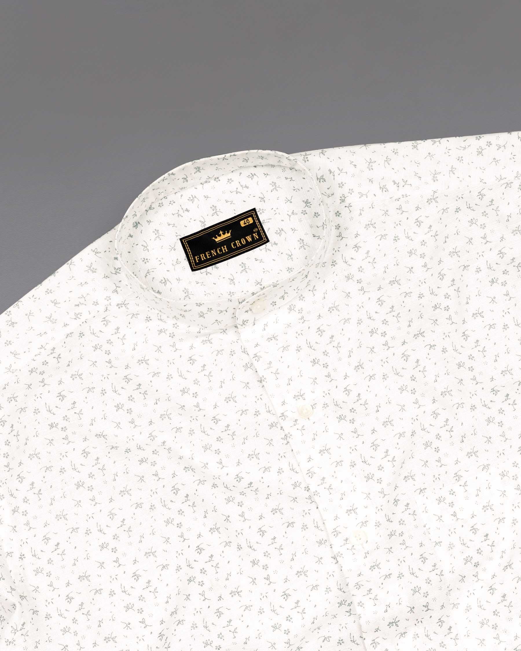 Bright White Printed Luxurious Linen Shirt