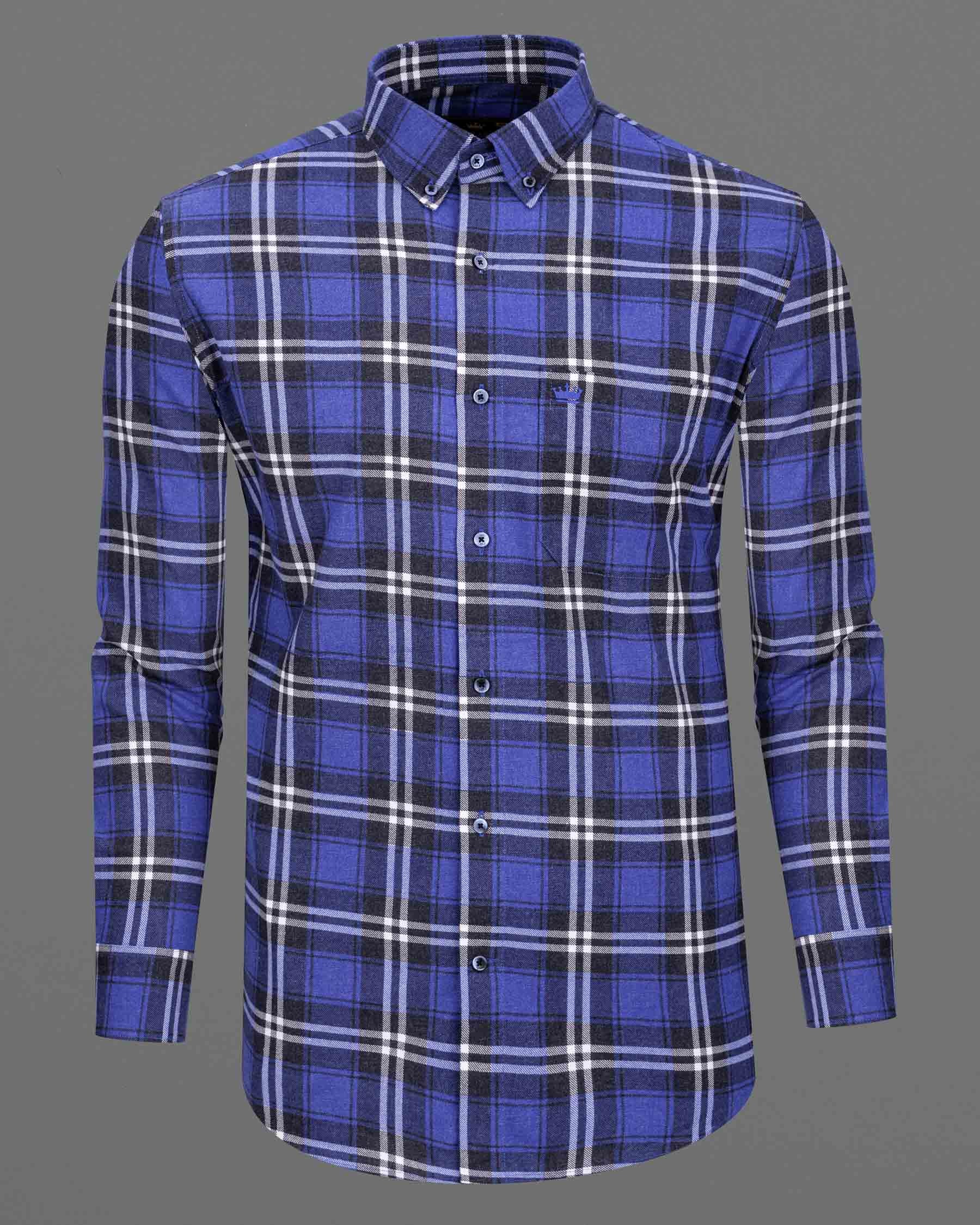 Scampi Blue Twill Plaid Premium Cotton Shirt