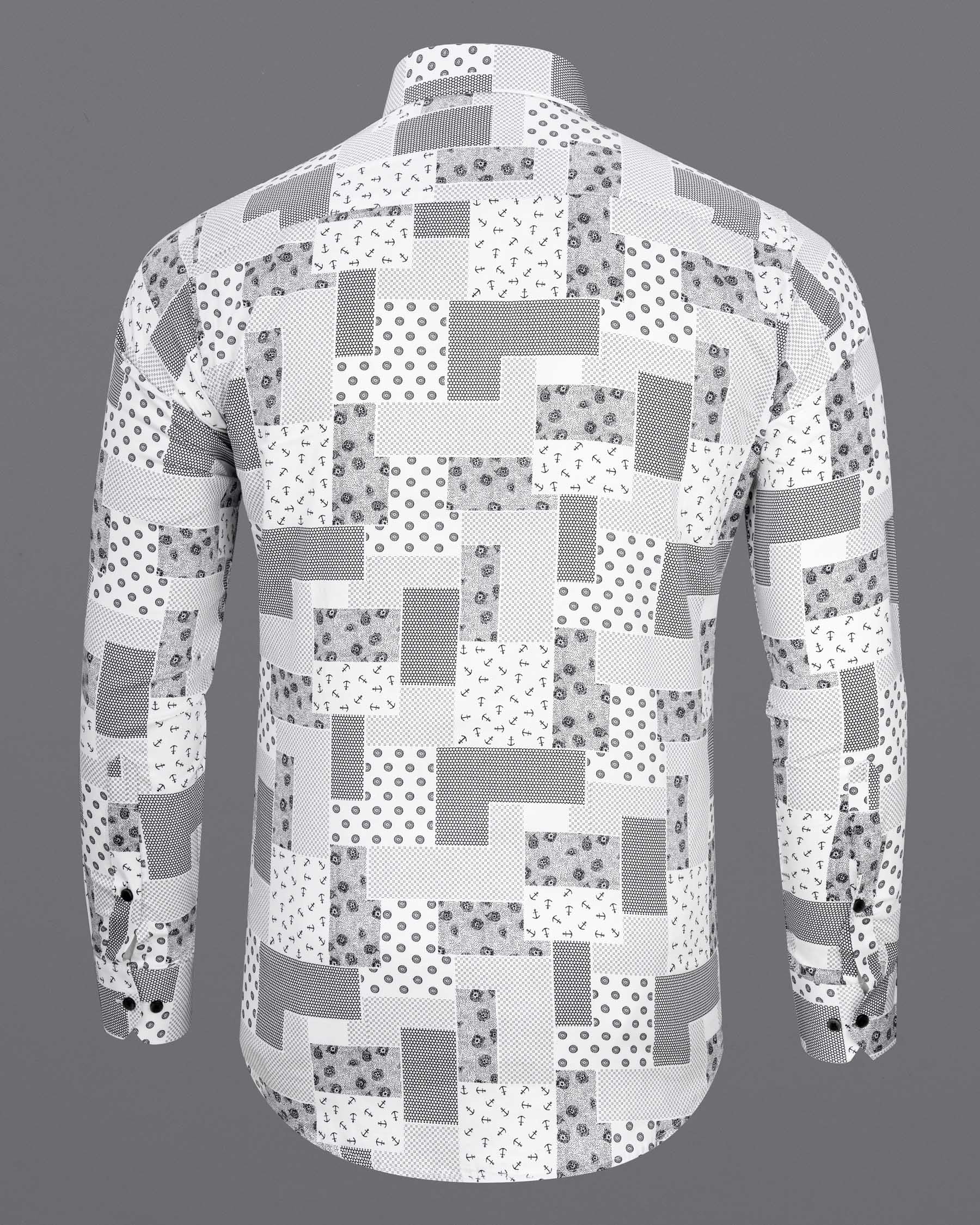 Jade Black and White Printed Super Soft Premium Cotton Shirt