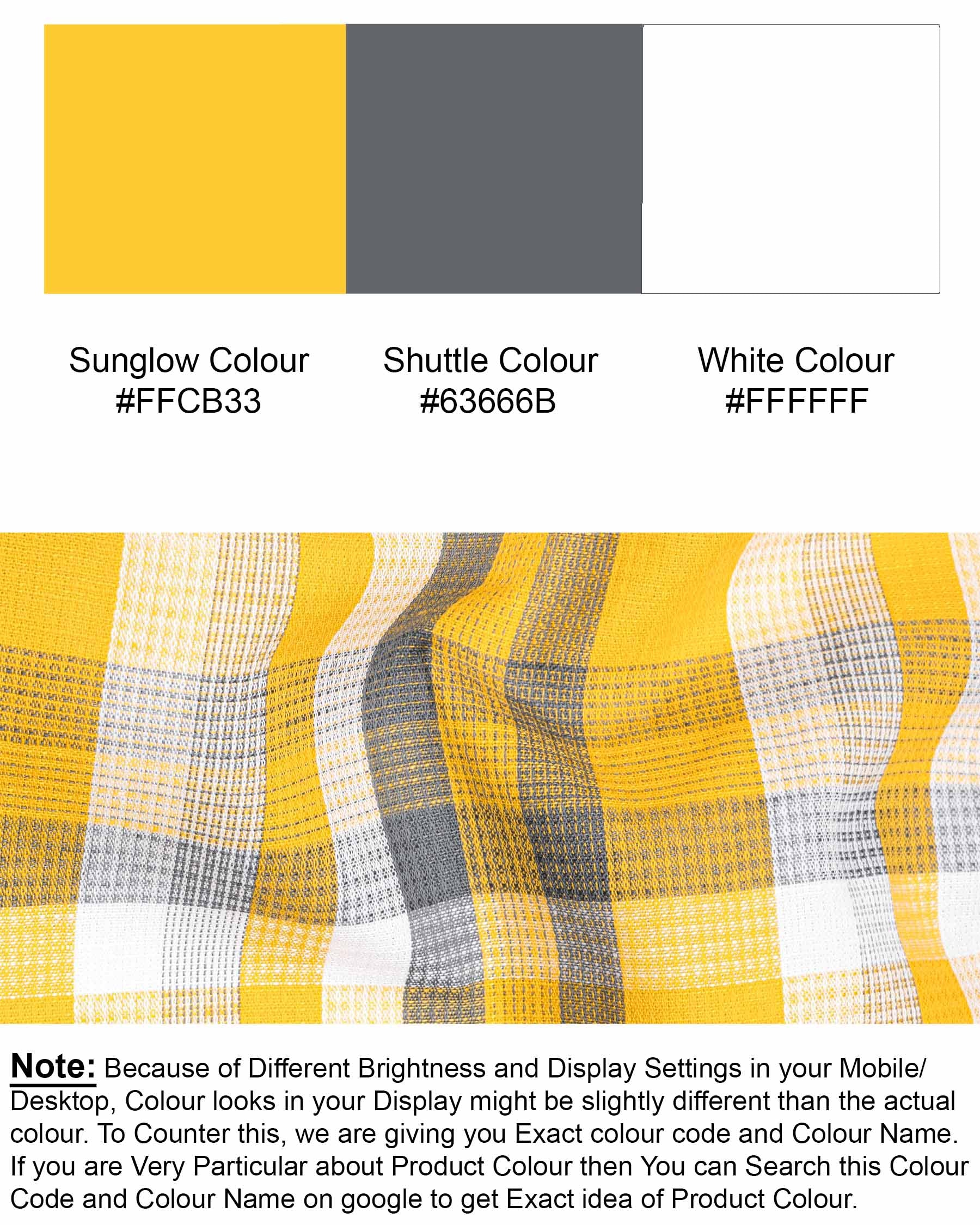 Sunglow Yellow with Shuttle Gray Twill  Checkered Premium Cotton Shirt6500-BD-38, 6500-BD-H-38, 6500-BD-39, 6500-BD-H-39, 6500-BD-40, 6500-BD-H-40, 6500-BD-42, 6500-BD-H-42, 6500-BD-44, 6500-BD-H-44, 6500-BD-46, 6500-BD-H-46, 6500-BD-48, 6500-BD-H-48, 6500-BD-50, 6500-BD-H-50, 6500-BD-52, 6500-BD-H-52