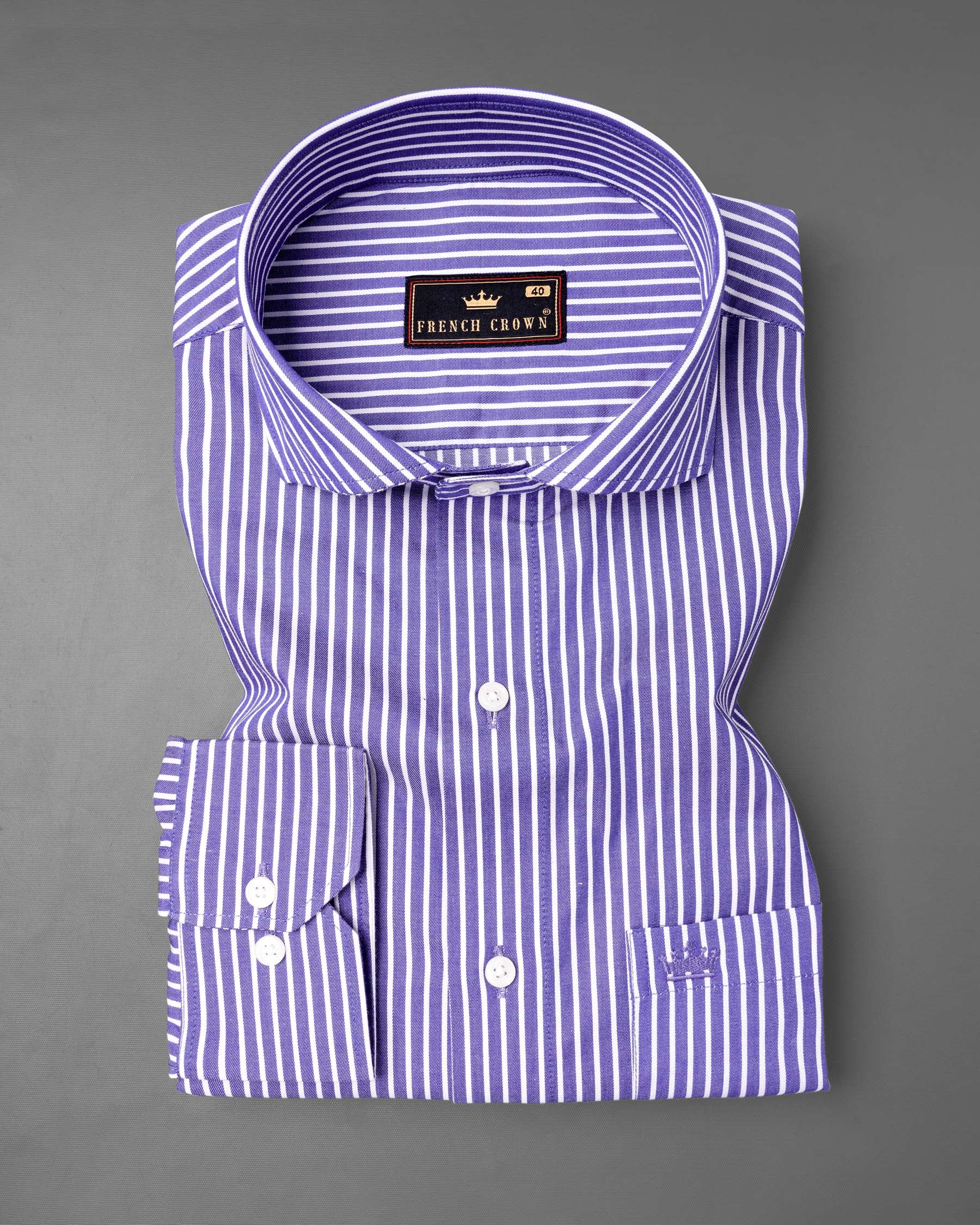 Chetwode with Bright White Striped Chambray Premium Cotton Shirt