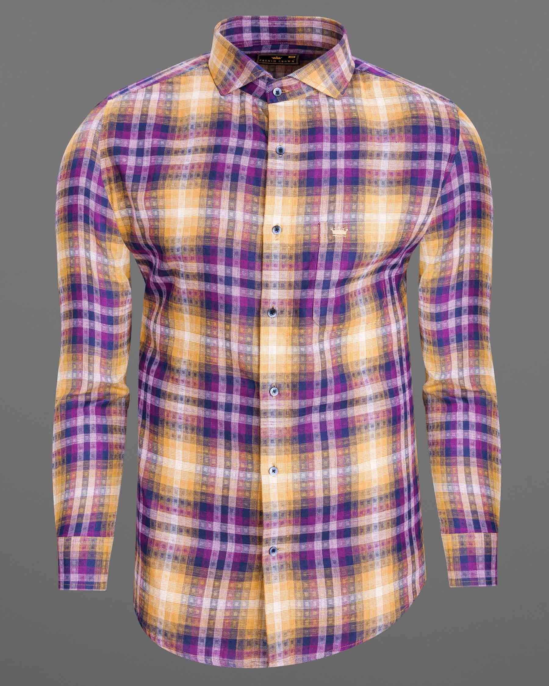 Apricot with Eminence Twill Plaid Premium Cotton Shirt