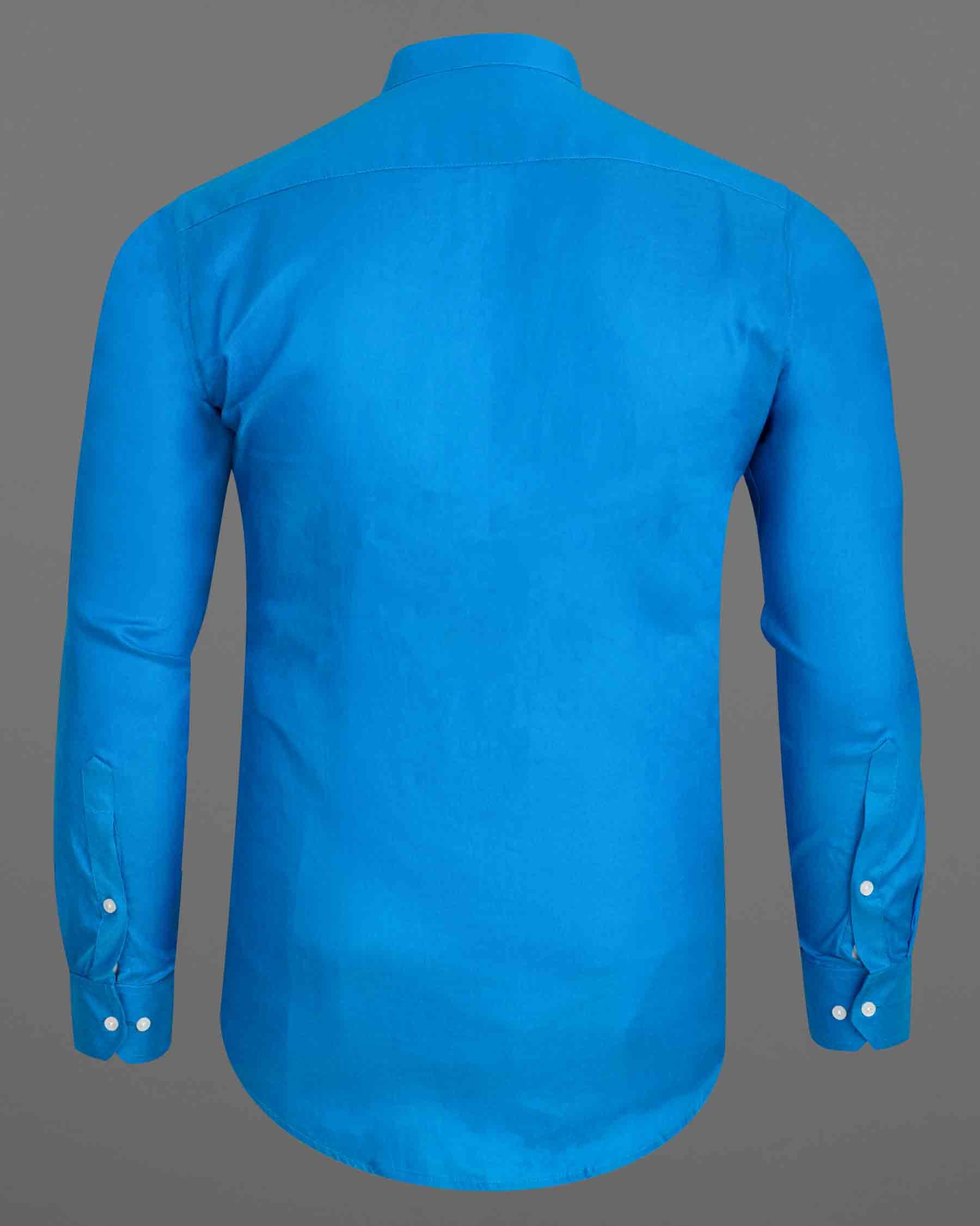 Cerulean Blue Dobby Textured Premium Giza Cotton Shirt