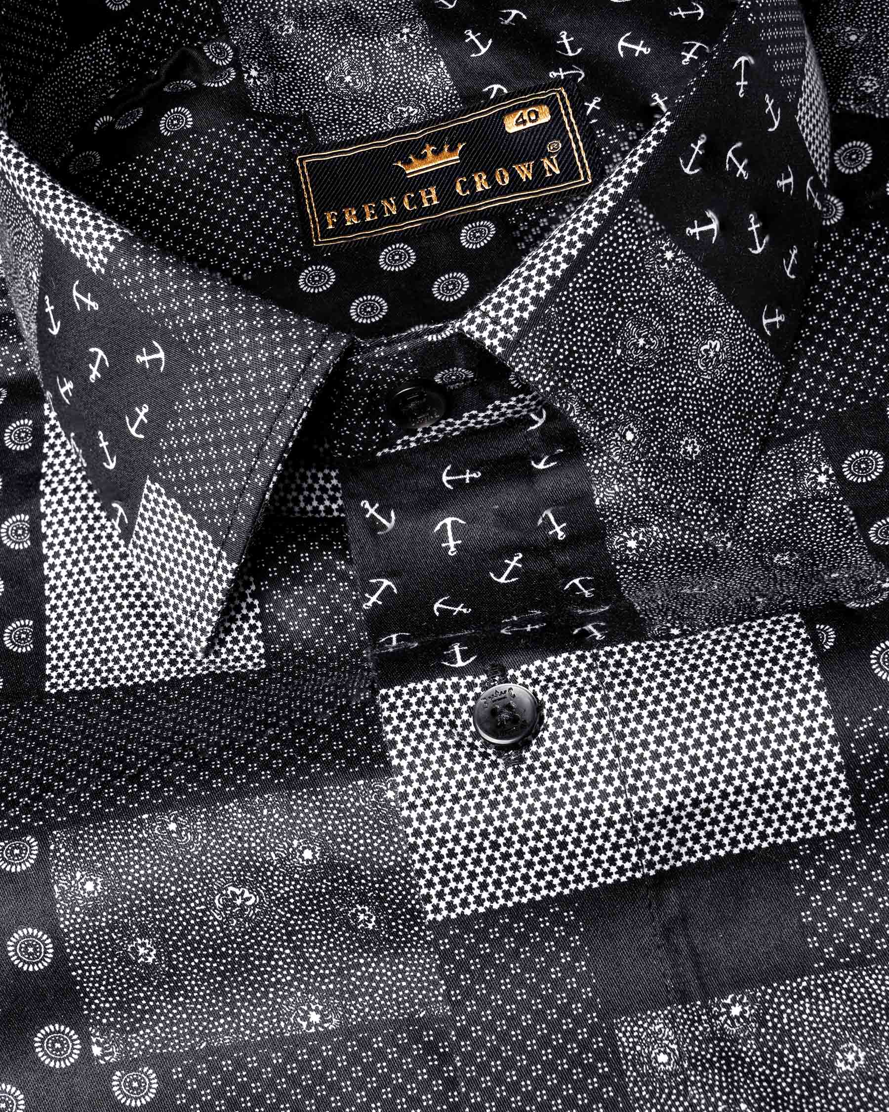 Jade Black and White Quirky Printed  Super Soft Premium Cotton Shirt 6548-BLK-38,6548-BLK-H-38,6548-BLK-39,6548-BLK-H-39,6548-BLK-40,6548-BLK-H-40,6548-BLK-42,6548-BLK-H-42,6548-BLK-44,6548-BLK-H-44,6548-BLK-46,6548-BLK-H-46,6548-BLK-48,6548-BLK-H-48,6548-BLK-50,6548-BLK-H-50,6548-BLK-52,6548-BLK-H-52