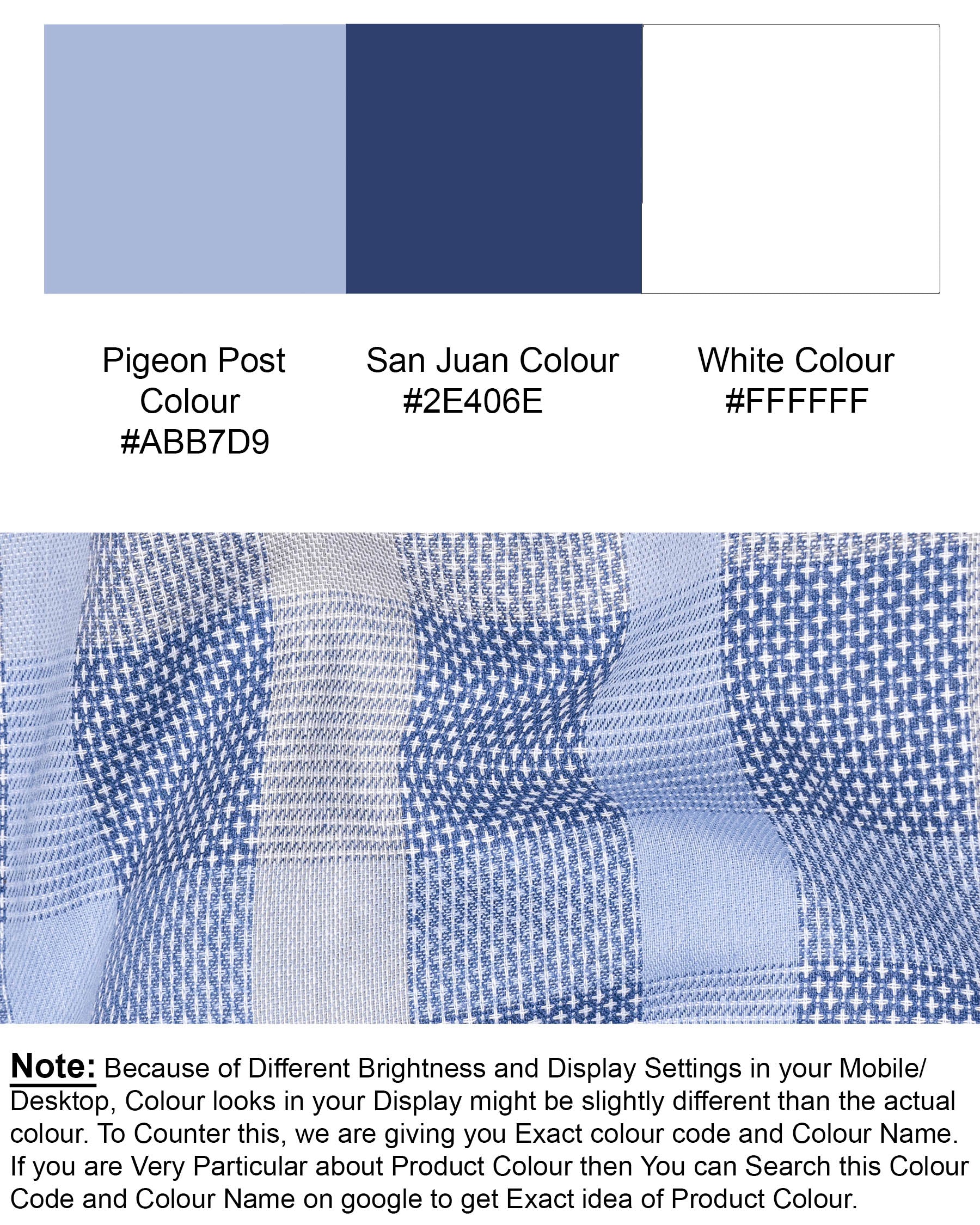 Pigeon Post with San Juan Blue Windowpane Dobby Textured Premium Giza Cotton Shirt