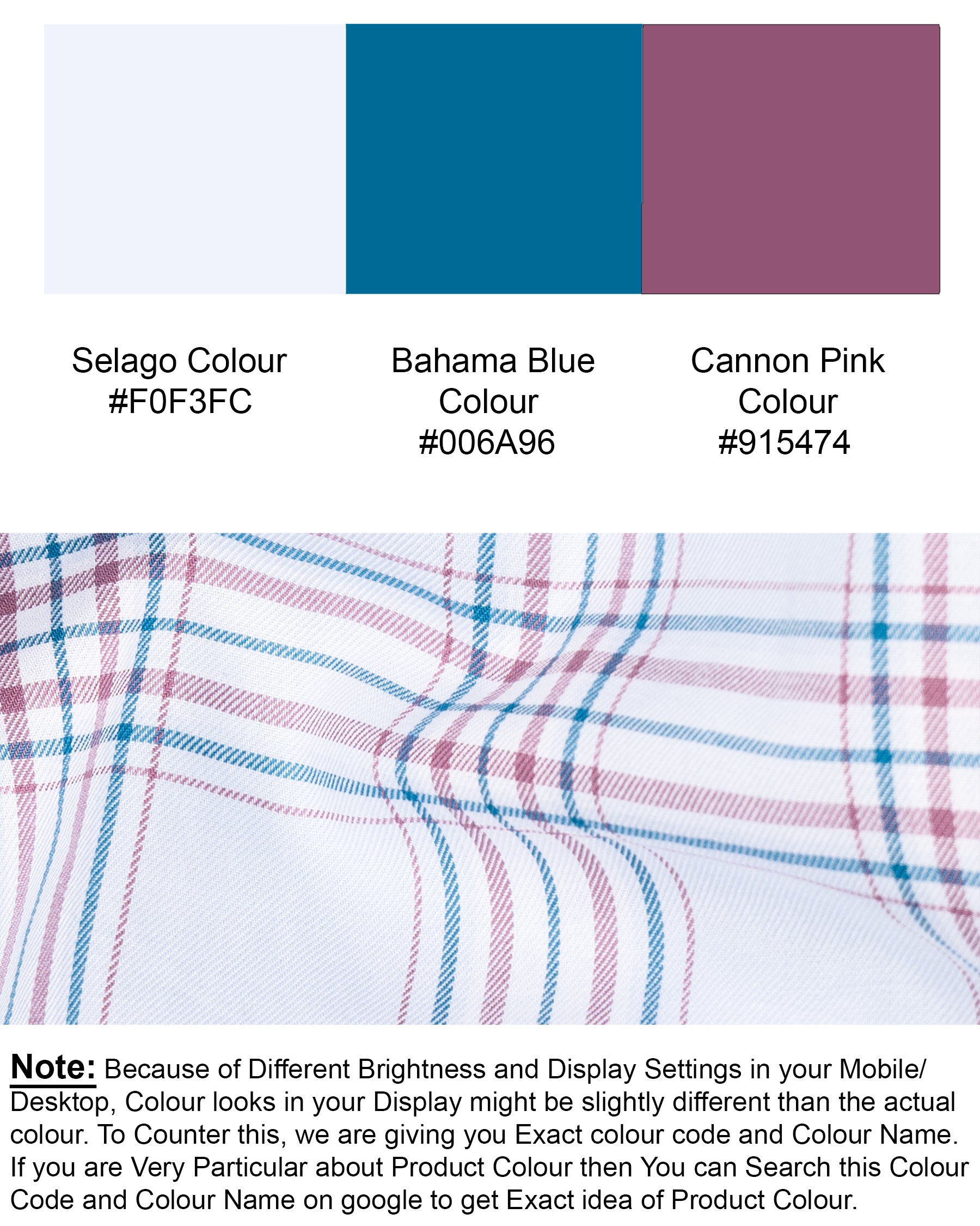 Selago and Bahama Blue Plaid Twill Textured Premium Cotton Shirt