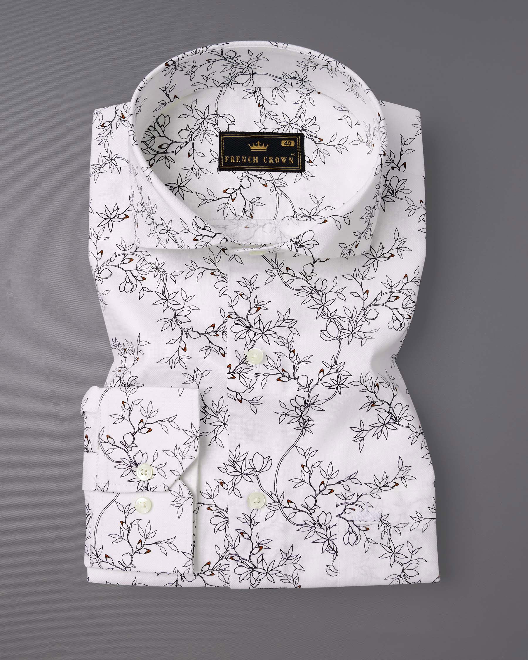 Bright White Floral Printed Dobby Textured Premium Cotton Shirt 6577-CA-38,6577-CA-38,6577-CA-39,6577-CA-39,6577-CA-40,6577-CA-40,6577-CA-42,6577-CA-42,6577-CA-44,6577-CA-44,6577-CA-46,6577-CA-46,6577-CA-48,6577-CA-48,6577-CA-50,6577-CA-50,6577-CA-52,6577-CA-52