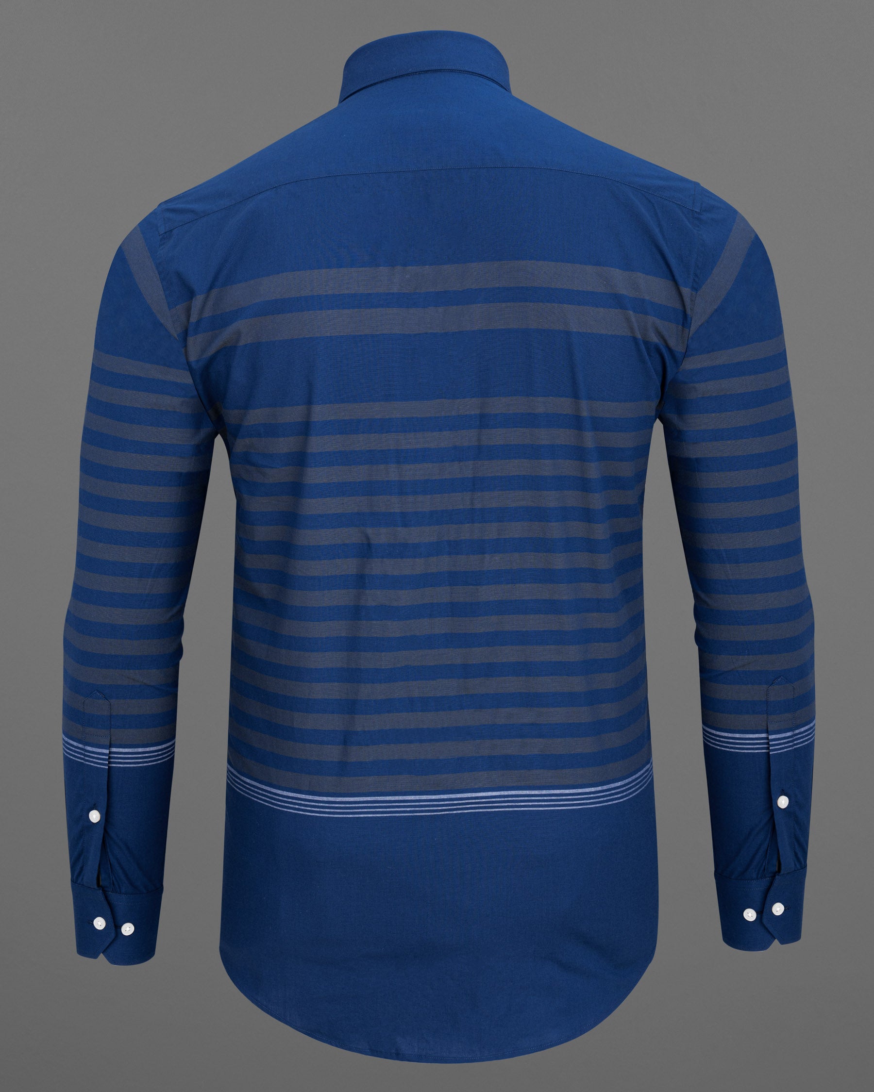 Blue Horizontal Striped Premium Cotton Shirt