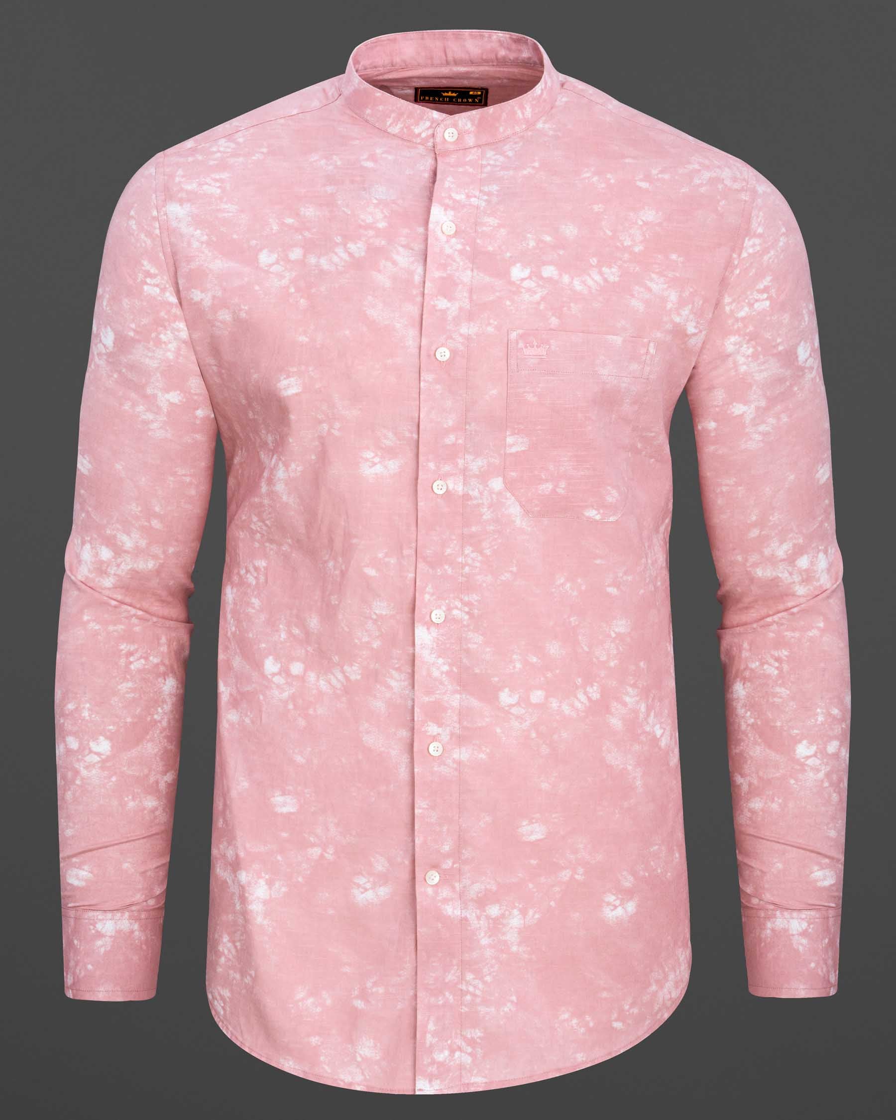 Azalea Pink Tie Dye Luxurious Linen Shirt