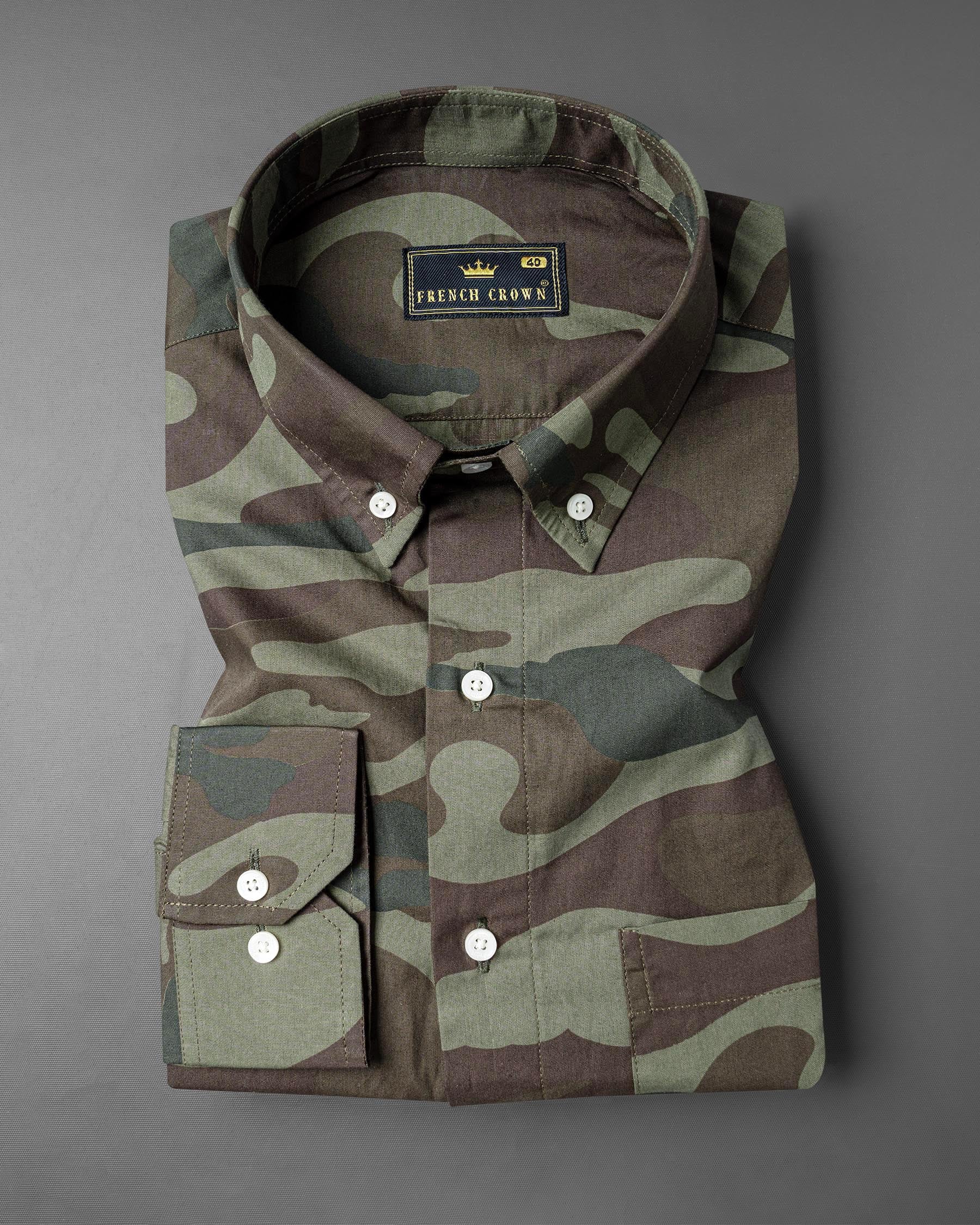 Iridium Brown with Flint Green Camouflage Premium Cotton Shirt 6622-BD-38,6622-BD-H-38,6622-BD-39,6622-BD-H-39,6622-BD-40,6622-BD-H-40,6622-BD-42,6622-BD-H-42,6622-BD-44,6622-BD-H-44,6622-BD-46,6622-BD-H-46,6622-BD-48,6622-BD-H-48,6622-BD-50,6622-BD-H-50,6622-BD-52,6622-BD-H-52