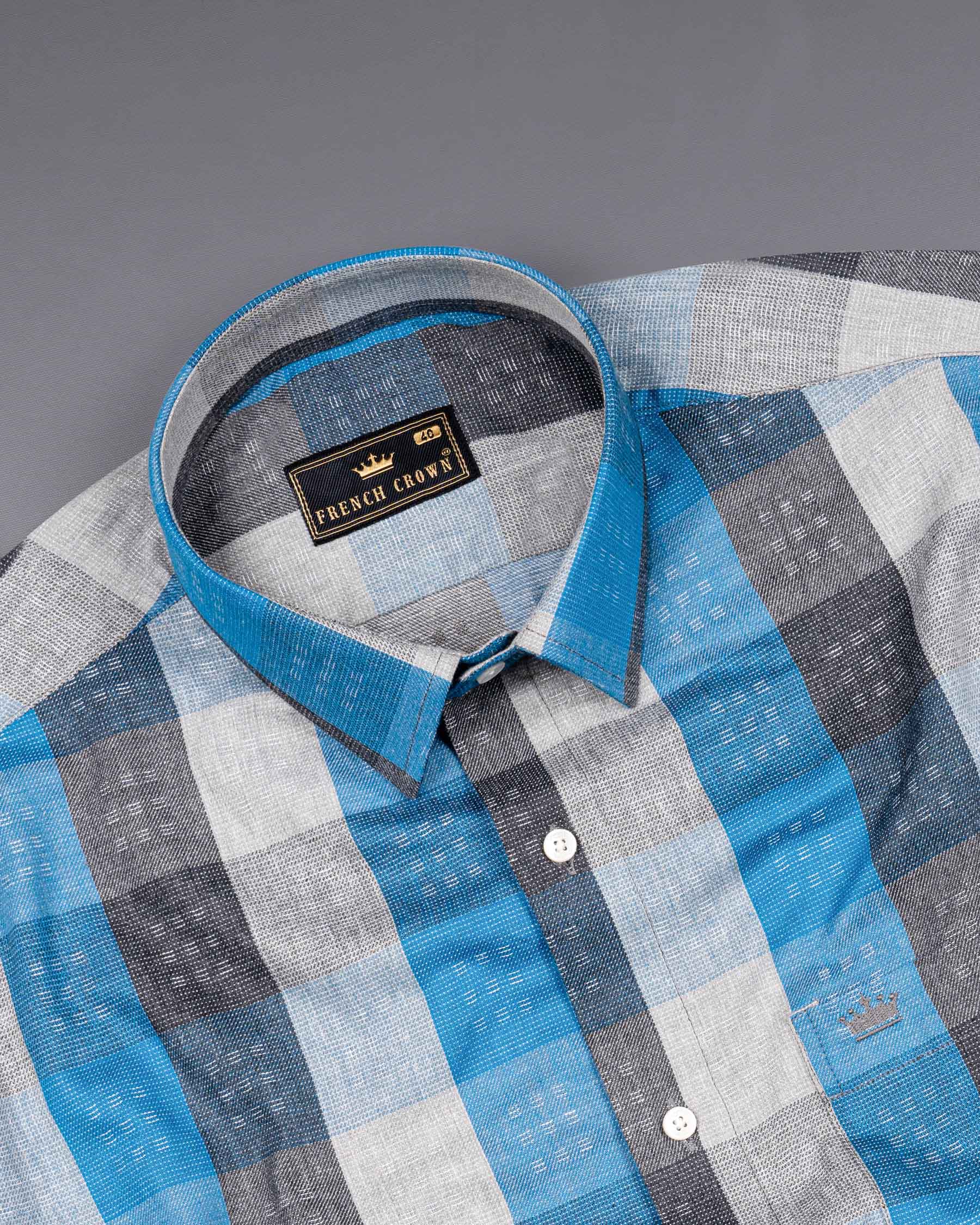 Celeste Gray with Curious Blue Twill Premium Cotton Shirt