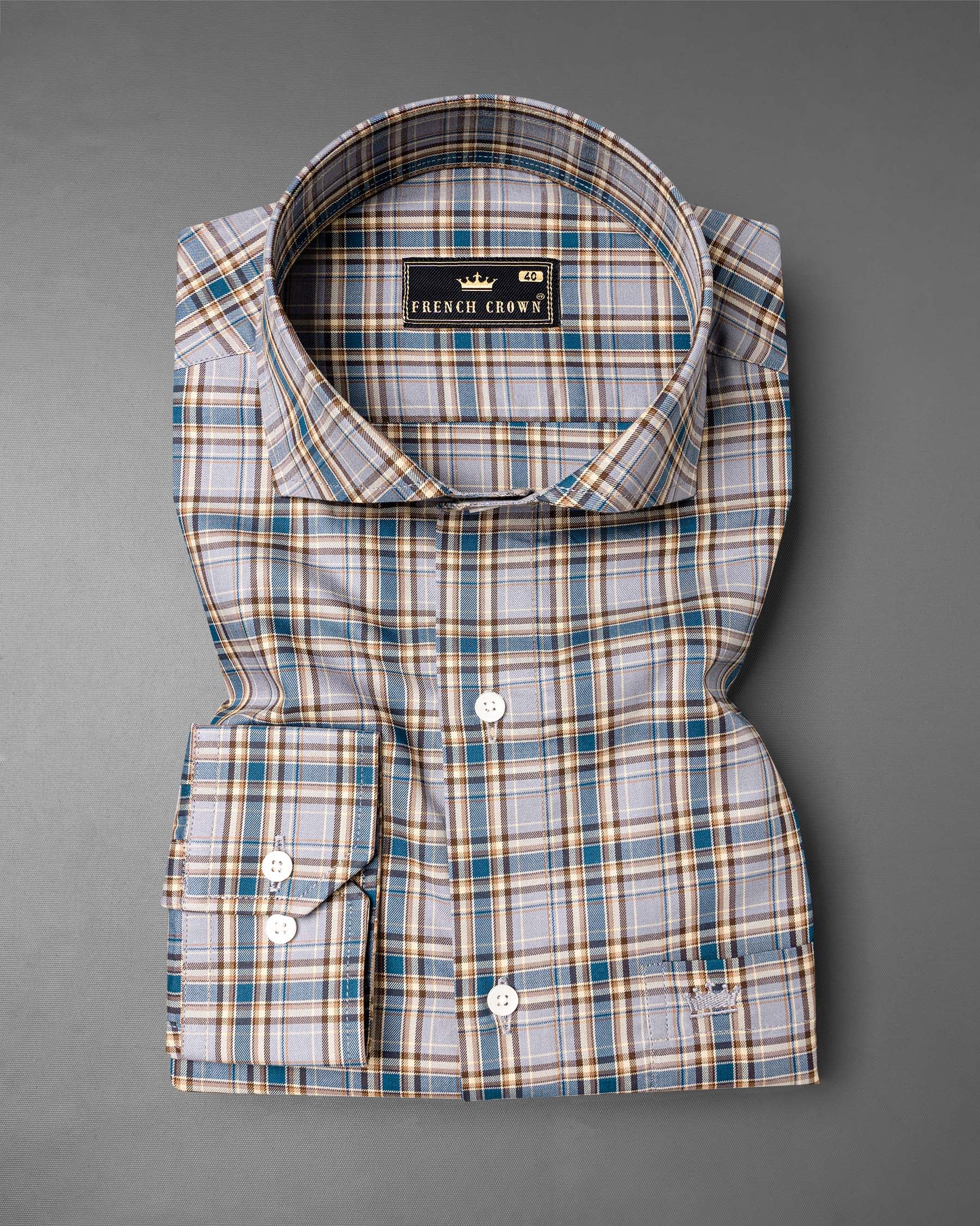 Grey with Marine Blue Twill Plaid Premium Cotton Shirt 6629-CA-38,6629-CA-H-38,6629-CA-39,6629-CA-H-39,6629-CA-40,6629-CA-H-40,6629-CA-42,6629-CA-H-42,6629-CA-44,6629-CA-H-44,6629-CA-46,6629-CA-H-46,6629-CA-48,6629-CA-H-48,6629-CA-50,6629-CA-H-50,6629-CA-52,6629-CA-H-52