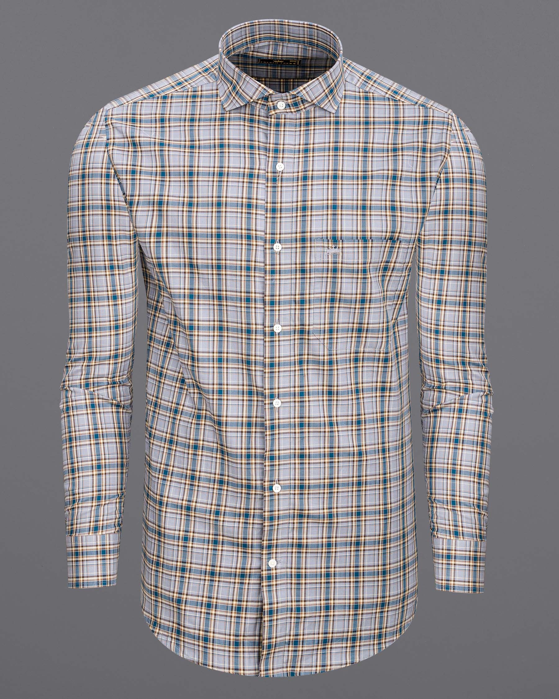 Grey with Marine Blue Twill Plaid Premium Cotton Shirt 6629-CA-38,6629-CA-H-38,6629-CA-39,6629-CA-H-39,6629-CA-40,6629-CA-H-40,6629-CA-42,6629-CA-H-42,6629-CA-44,6629-CA-H-44,6629-CA-46,6629-CA-H-46,6629-CA-48,6629-CA-H-48,6629-CA-50,6629-CA-H-50,6629-CA-52,6629-CA-H-52