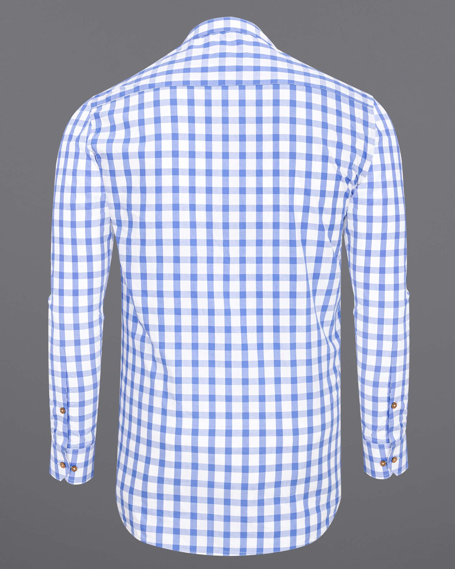 Carolina Blue Plaid Premium Cotton Kurta Shirt