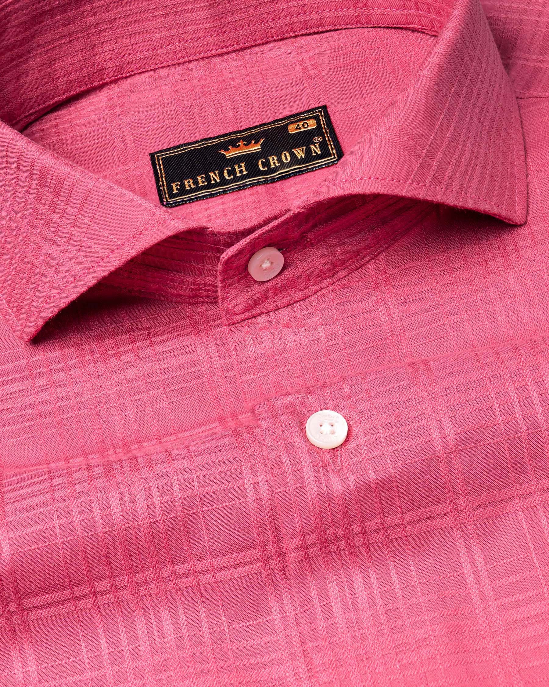 French Rose Checkered Dobby Textured Premium Giza Cotton Shirt 6654-CA-38,6654-CA-H-38,6654-CA-39,6654-CA-H-39,6654-CA-40,6654-CA-H-40,6654-CA-42,6654-CA-H-42,6654-CA-44,6654-CA-H-44,6654-CA-46,6654-CA-H-46,6654-CA-48,6654-CA-H-48,6654-CA-50,6654-CA-H-50,6654-CA-52,6654-CA-H-52