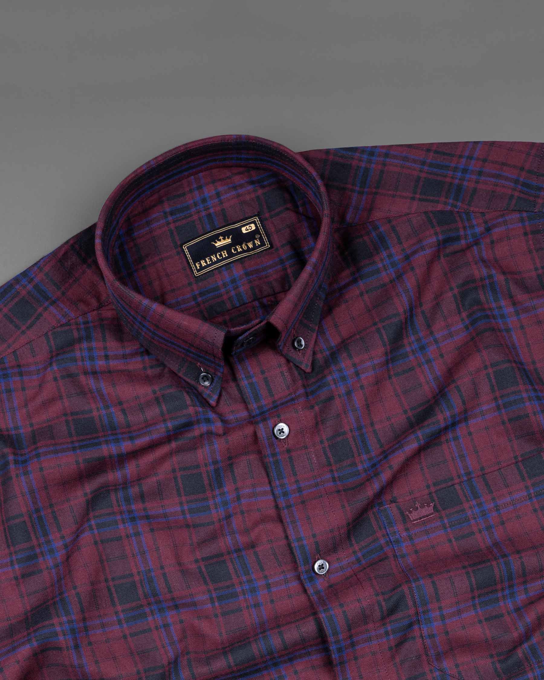 Tawny Port  Twill Plaid Premium Cotton Shirt