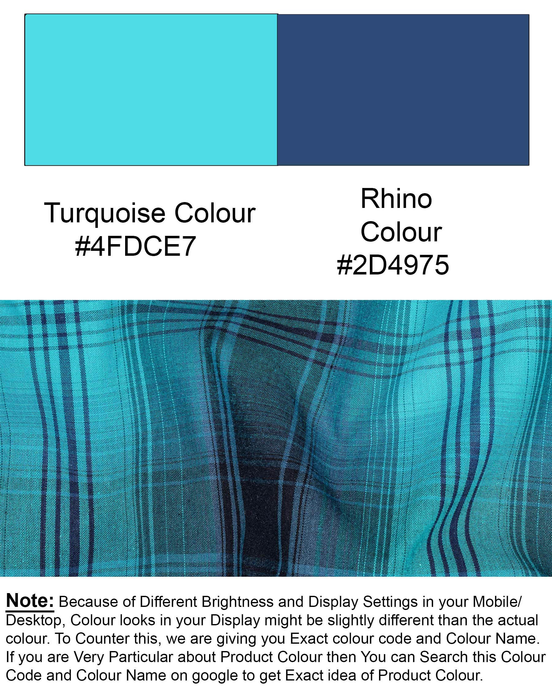 Turquoise and Rhino Blue Plaid Premium Cotton Shirt 6678,6679-BD-H-38,6679-BD-39,6679-BD-H-39,6679-BD-40,6679-BD-H-40,6679-BD-42,6679-BD-H-42,6679-BD-44,6679-BD-H-44,6679-BD-46,6679-BD-H-46,6679-BD-48,6679-BD-H-48,6679-BD-50,6679-BD-H-50,6679-BD-52,6679-BD-H-52