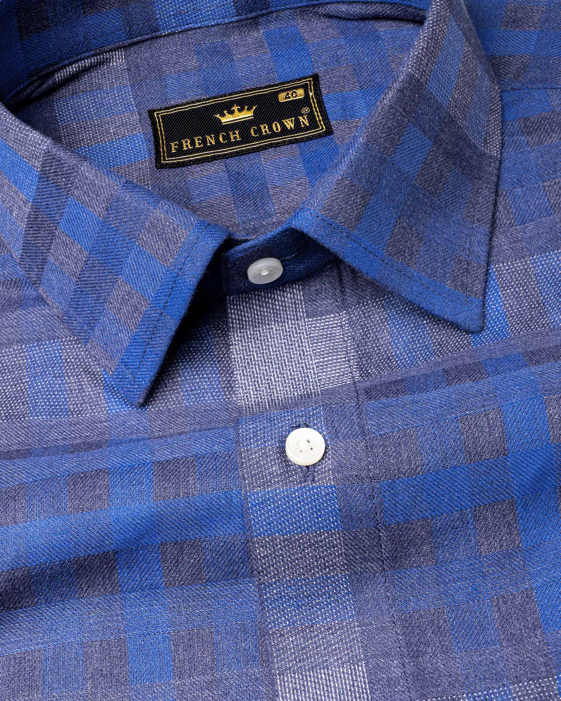 Glaucous Blue Plaid Twill Textured Premium Cotton Shirt 6680-38,6680-H-38,6680-39,6680-H-39,6680-40,6680-H-40,6680-42,6680-H-42,6680-44,6680-H-44,6680-46,6680-H-46,6680-48,6680-H-48,6680-50,6680-H-50,6680-52,6680-H-52