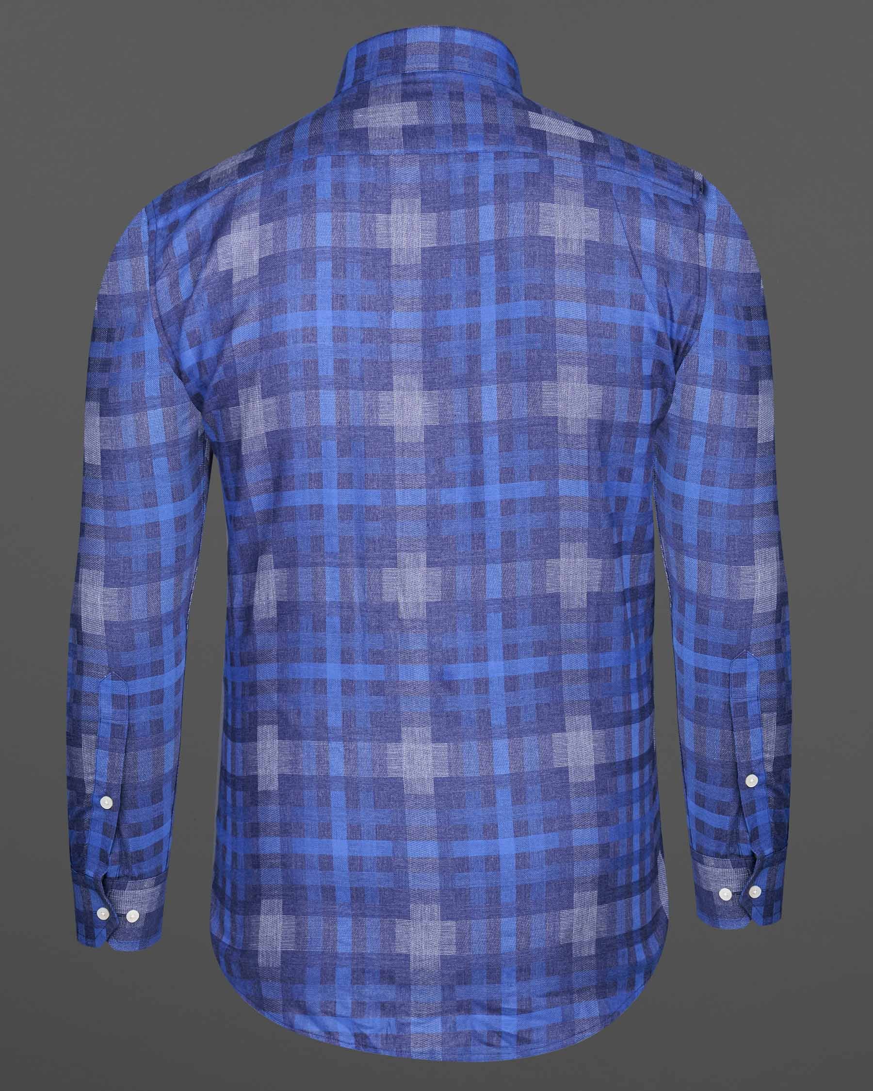 Glaucous Blue Plaid Twill Textured Premium Cotton Shirt 6680-38,6680-H-38,6680-39,6680-H-39,6680-40,6680-H-40,6680-42,6680-H-42,6680-44,6680-H-44,6680-46,6680-H-46,6680-48,6680-H-48,6680-50,6680-H-50,6680-52,6680-H-52