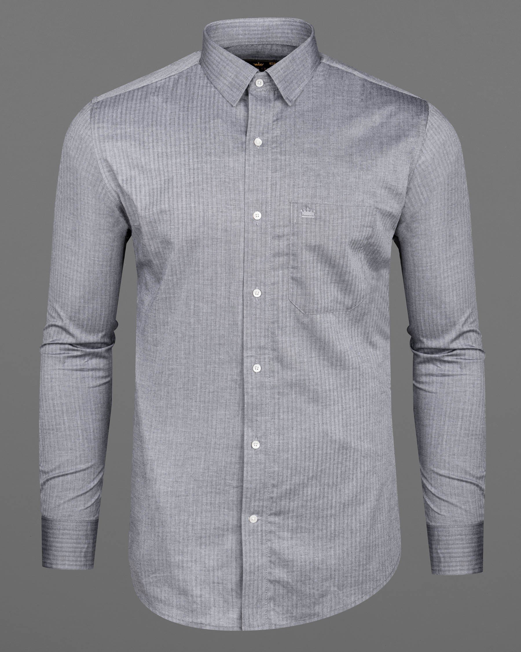 French Gray Striped Herringbone Shirt 6688-38,6688-38,6688-39,6688-39,6688-40,6688-40,6688-42,6688-42,6688-44,6688-44,6688-46,6688-46,6688-48,6688-48,6688-50,6688-50,6688-52,6688-52