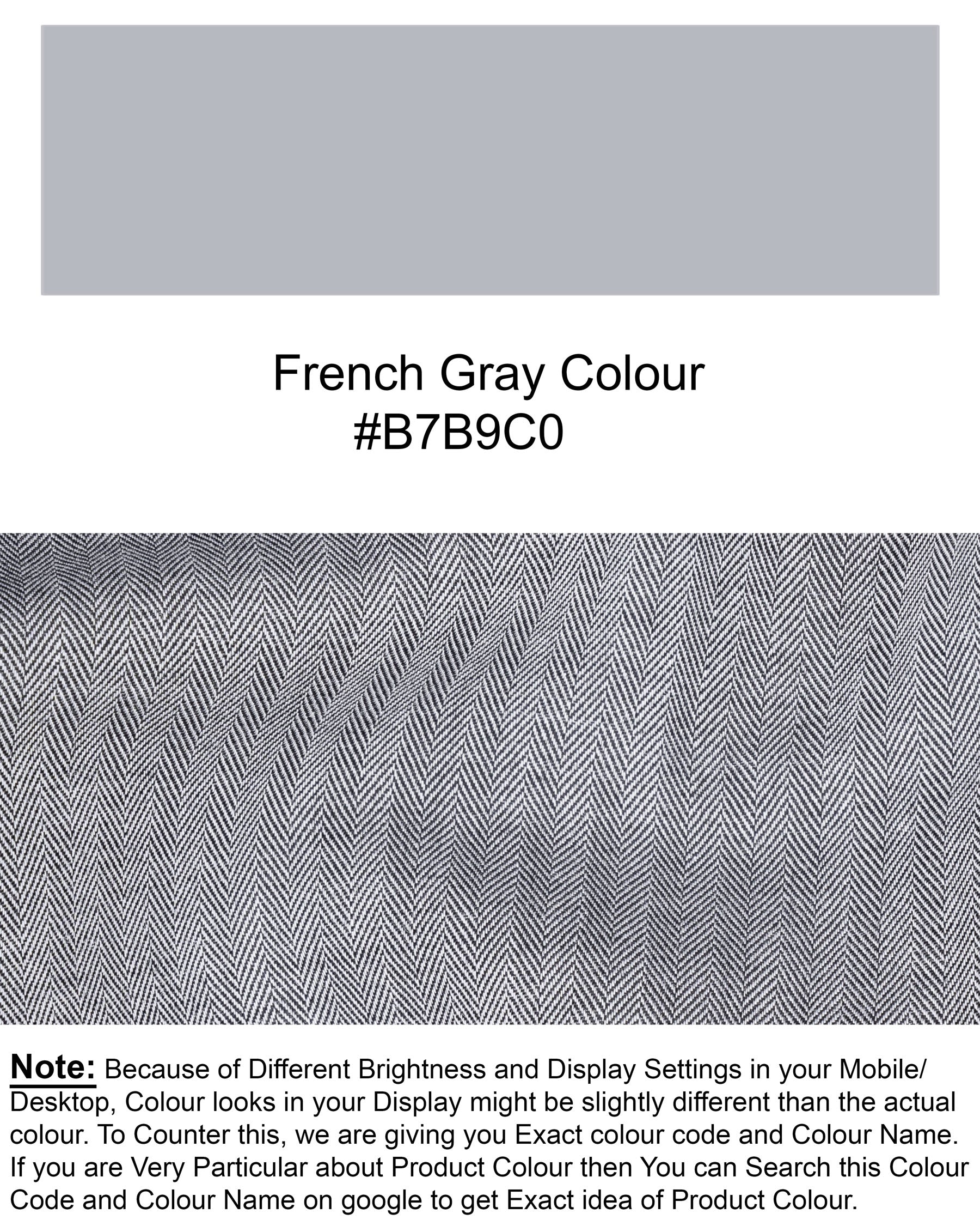 French Gray Striped Herringbone Shirt