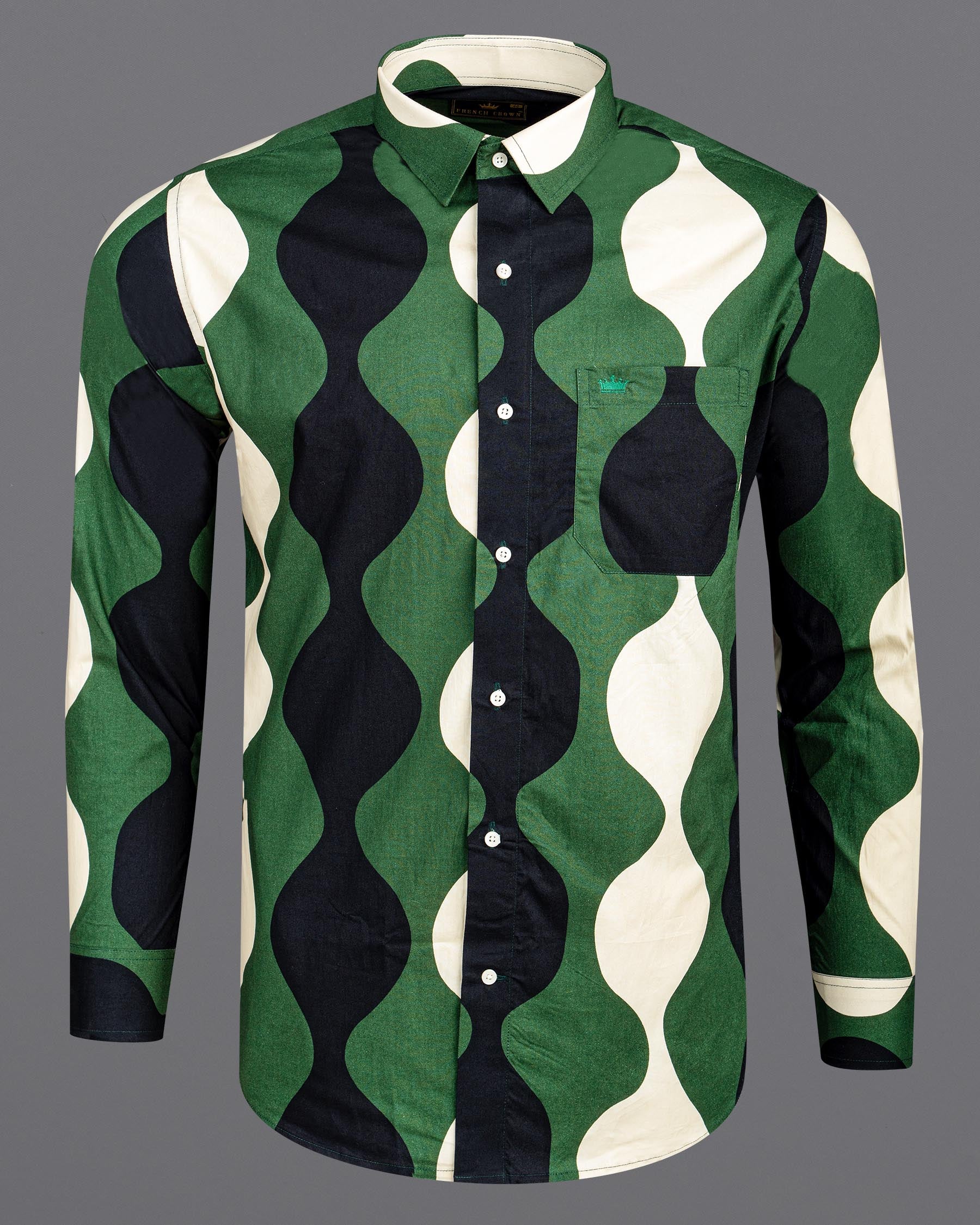 Killarney Green and Black Waves Print Premium Cotton Shirt 6697-38,6697-38,6697-39,6697-39,6697-40,6697-40,6697-42,6697-42,6697-44,6697-44,6697-46,6697-46,6697-48,6697-48,6697-50,6697-50,6697-52,6697-52