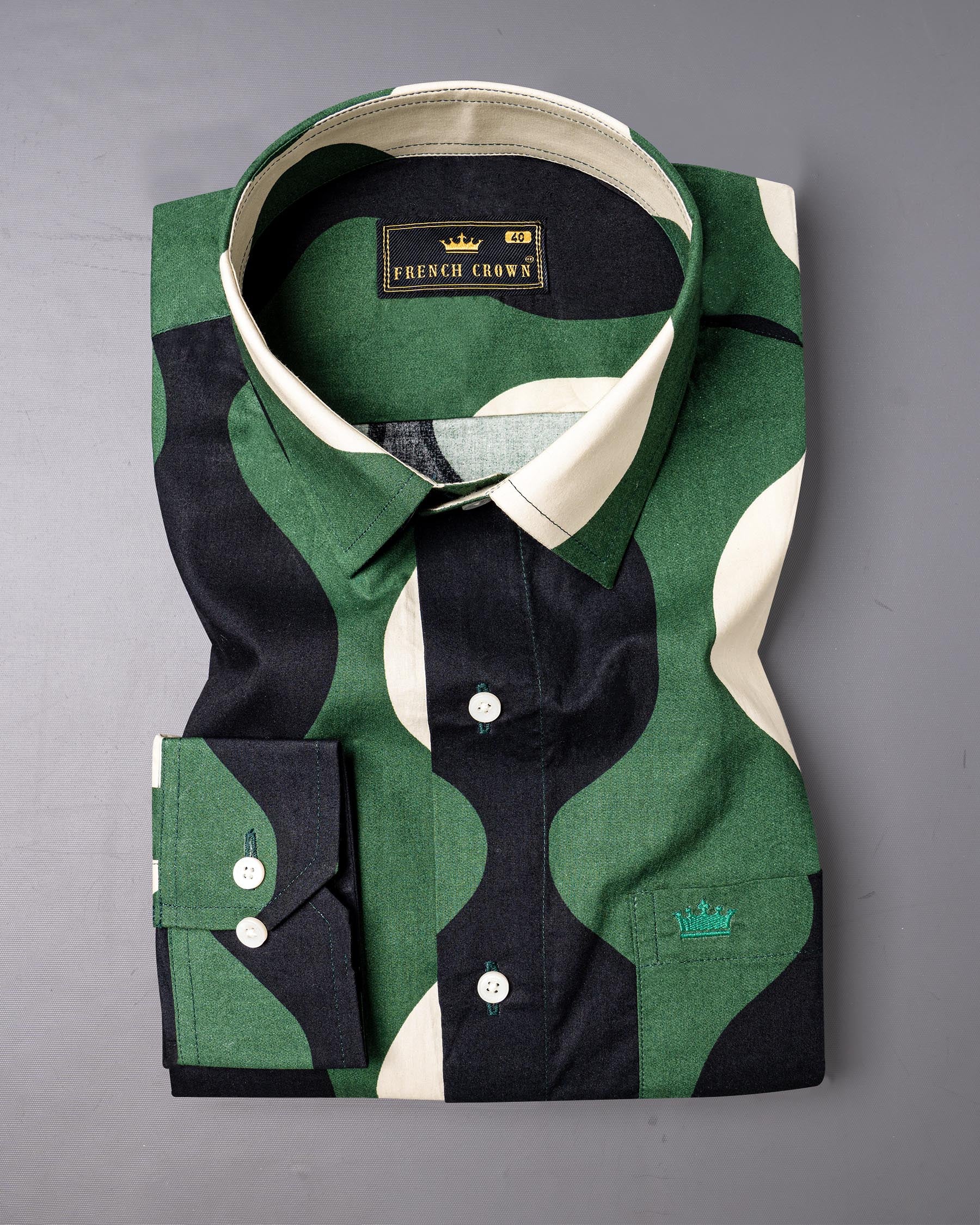 Killarney Green and Black Waves Print Premium Cotton Shirt 6697-38,6697-38,6697-39,6697-39,6697-40,6697-40,6697-42,6697-42,6697-44,6697-44,6697-46,6697-46,6697-48,6697-48,6697-50,6697-50,6697-52,6697-52