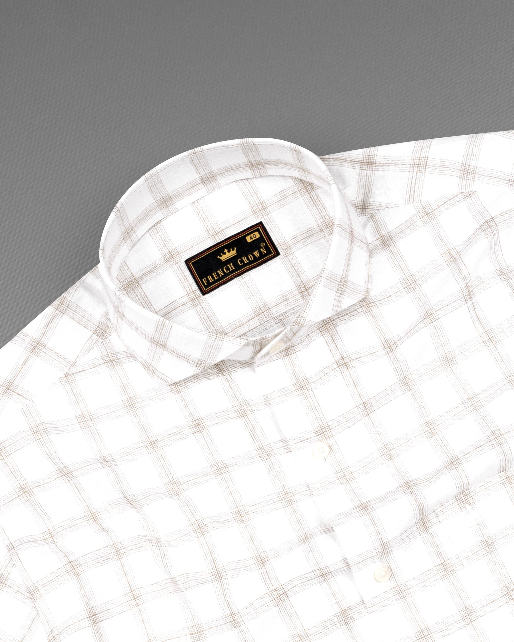 Bright White Windowpane Luxurious Linen Shirt