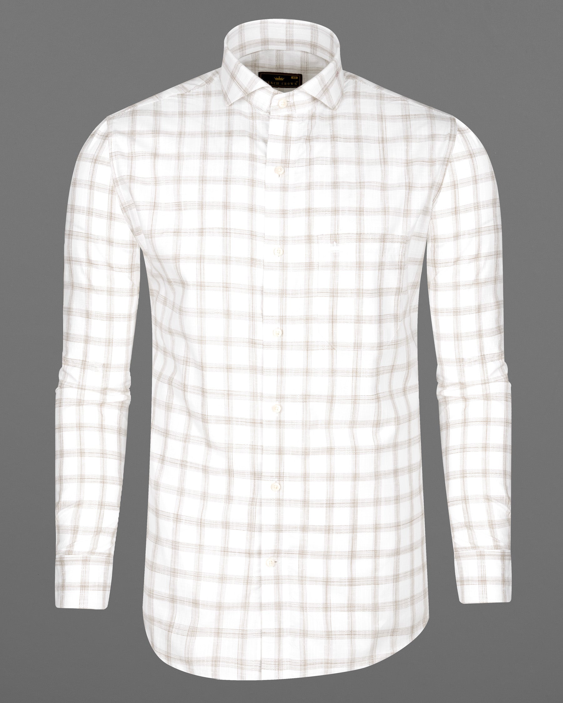 Bright White Windowpane Luxurious Linen Shirt