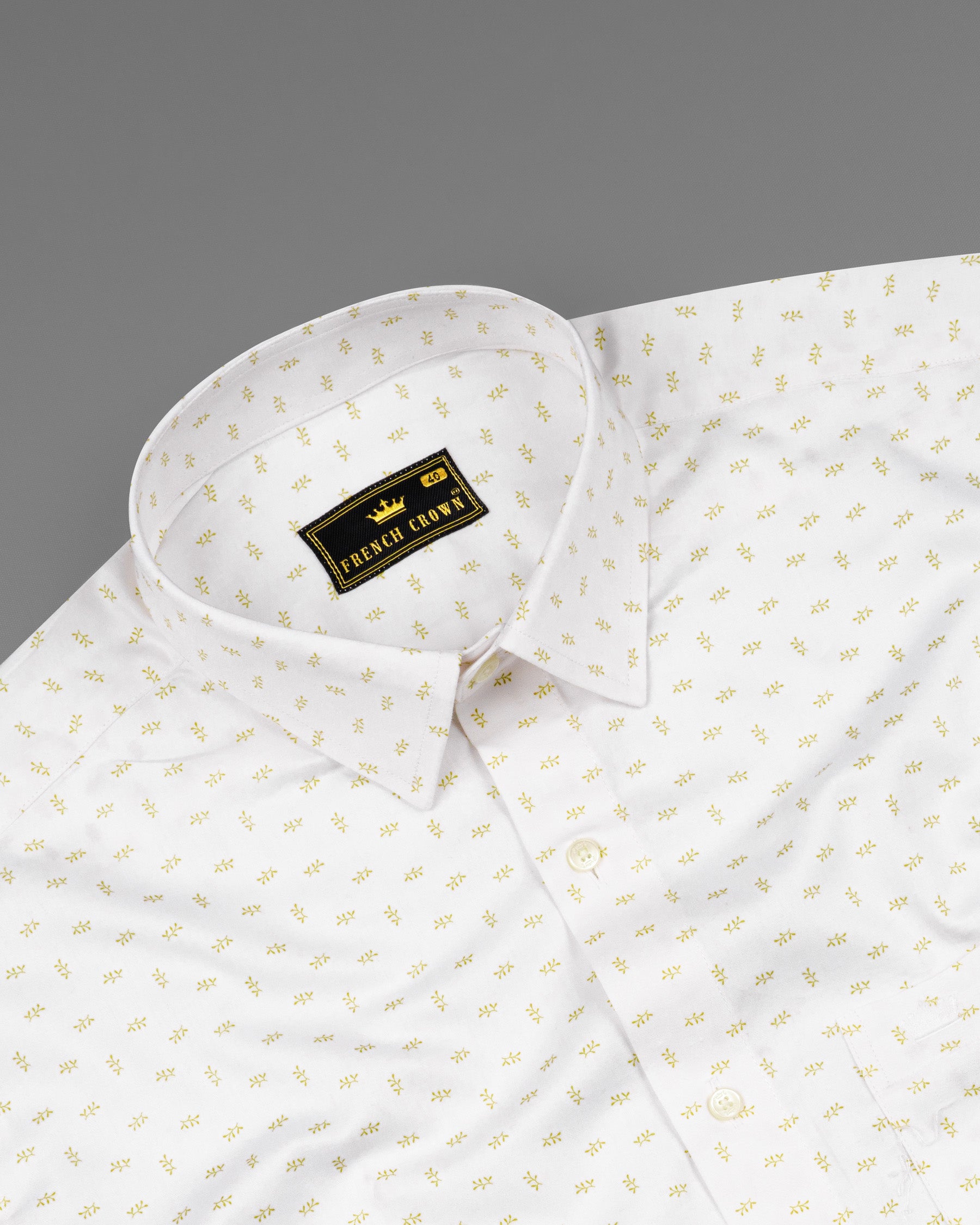 Bright White Leaves Printed Super Soft Premium Cotton Shirt 6731-38,6731-38,6731-39,6731-39,6731-40,6731-40,6731-42,6731-42,6731-44,6731-44,6731-46,6731-46,6731-48,6731-48,6731-50,6731-50,6731-52,6731-52