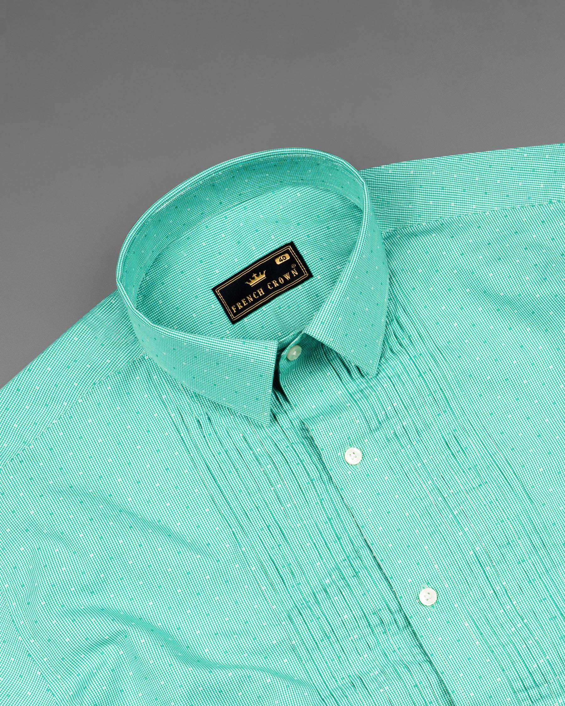 Turquoise Striped Premium Cotton Tuxedo Shirt