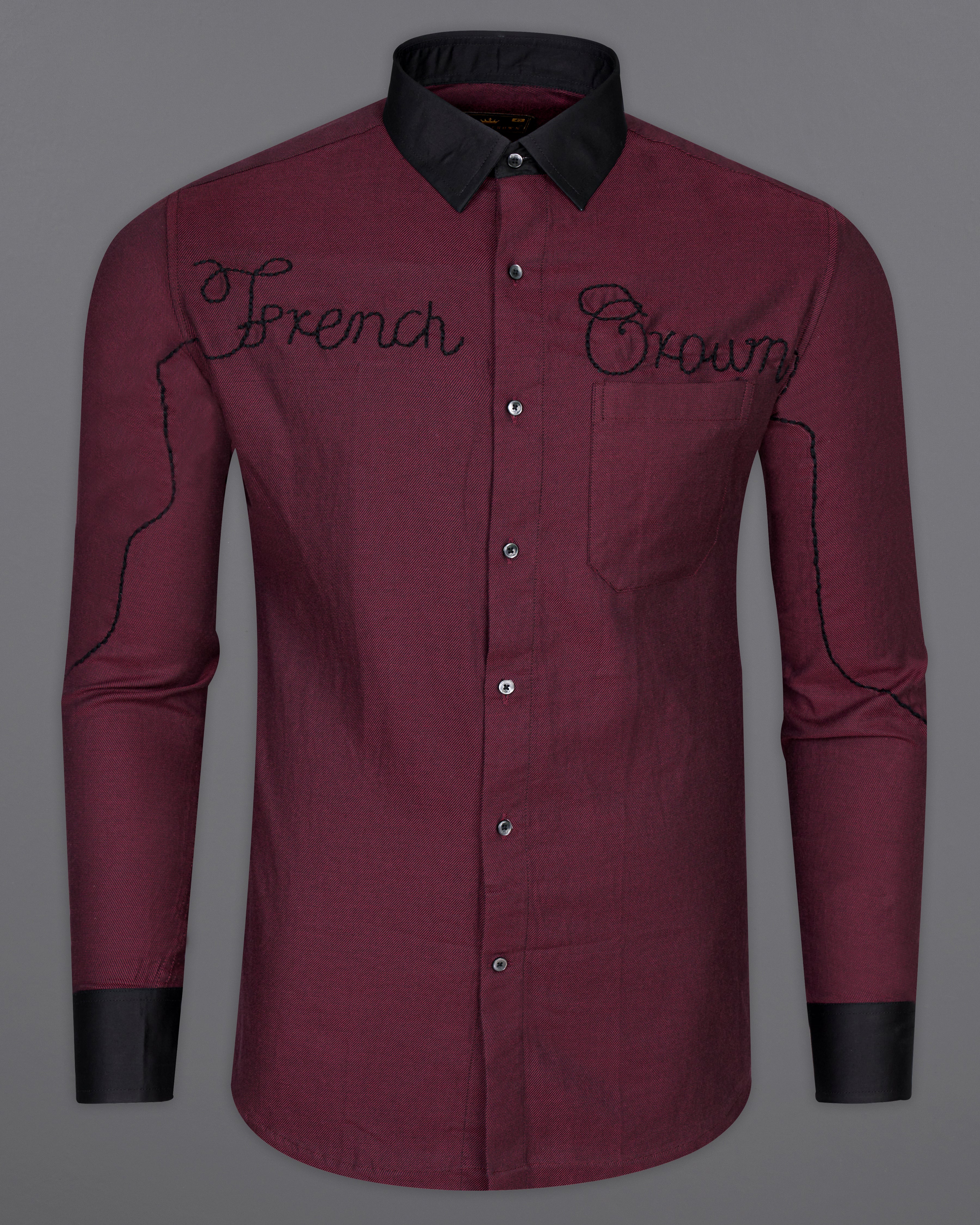 Bistre Maroon Hand Embroidered Twill Premium Cotton Signature Designer Shirt 6754-BCC-BLK-EH089-38, 6754-BCC-BLK-EH089-H-38, 6754-BCC-BLK-EH089-39, 6754-BCC-BLK-EH089-H-39, 6754-BCC-BLK-EH089-40, 6754-BCC-BLK-EH089-H-40, 6754-BCC-BLK-EH089-42, 6754-BCC-BLK-EH089-H-42, 6754-BCC-BLK-EH089-44, 6754-BCC-BLK-EH089-H-44, 6754-BCC-BLK-EH089-46, 6754-BCC-BLK-EH089-H-46, 6754-BCC-BLK-EH089-48, 6754-BCC-BLK-EH089-H-48, 6754-BCC-BLK-EH089-50, 6754-BCC-BLK-EH089-H-50, 6754-BCC-BLK-EH089-52, 6754-BCC-BLK-EH089-H-52