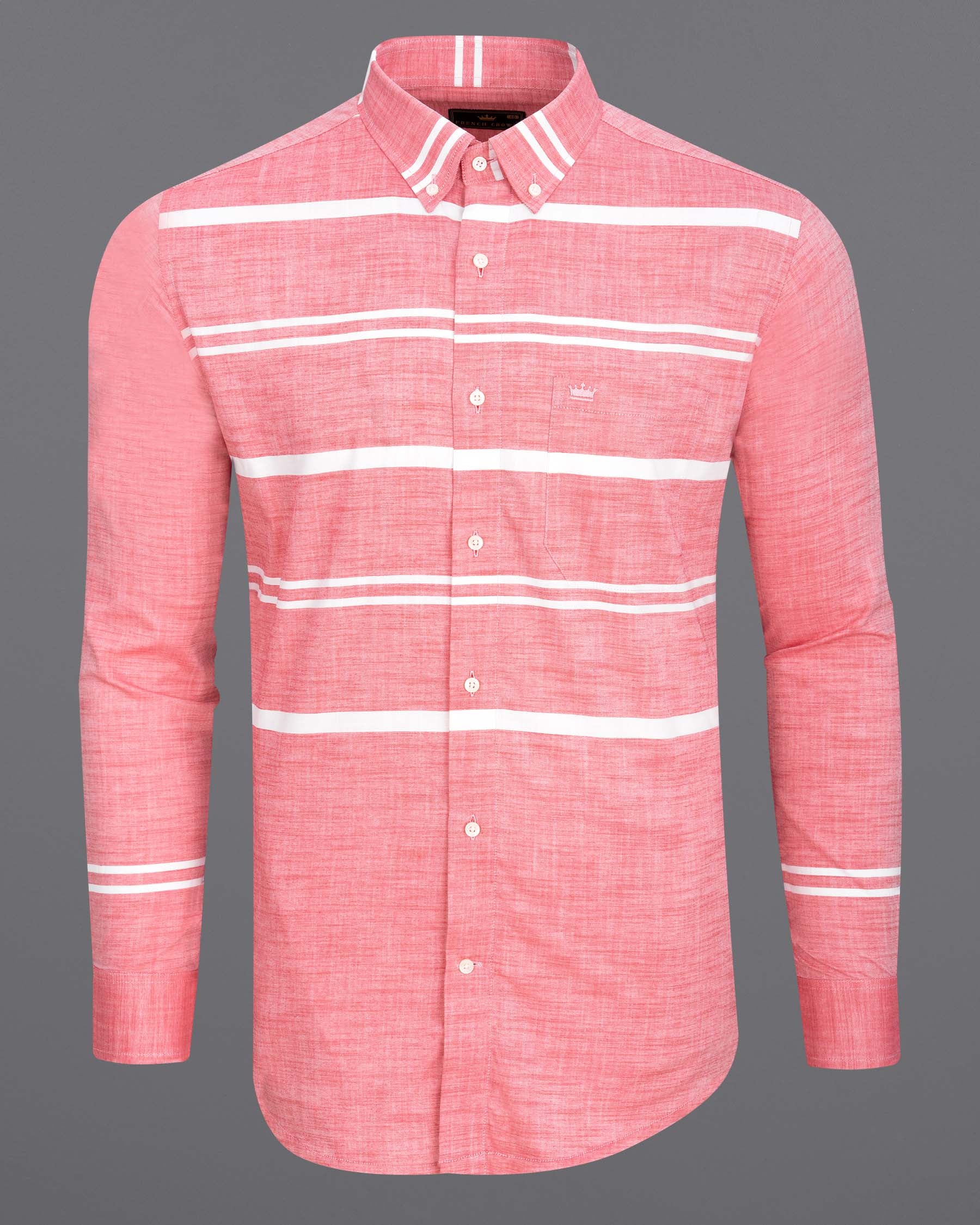 Salmon Pink and white Striped Chambray Shirt 6767-BD-38,6767-BD-38,6767-BD-39,6767-BD-39,6767-BD-40,6767-BD-40,6767-BD-42,6767-BD-42,6767-BD-44,6767-BD-44,6767-BD-46,6767-BD-46,6767-BD-48,6767-BD-48,6767-BD-50,6767-BD-50,6767-BD-52,6767-BD-52