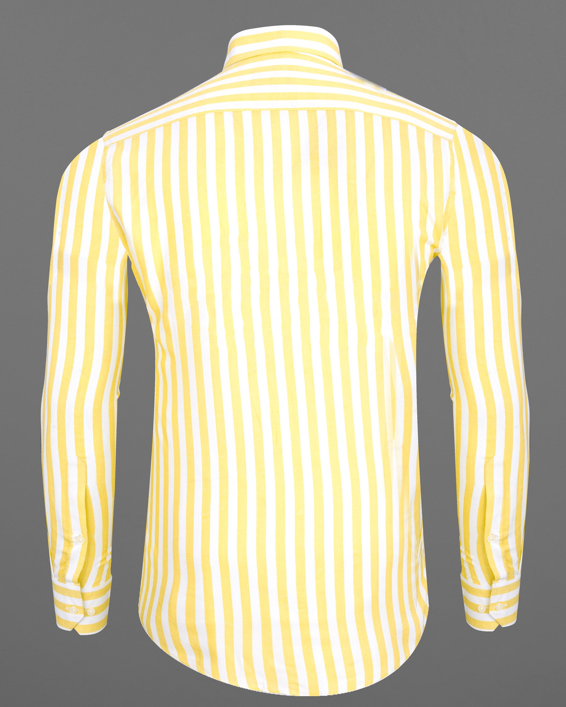 Colonial Yellow and Bright White Striped Premium Tencel Shirt