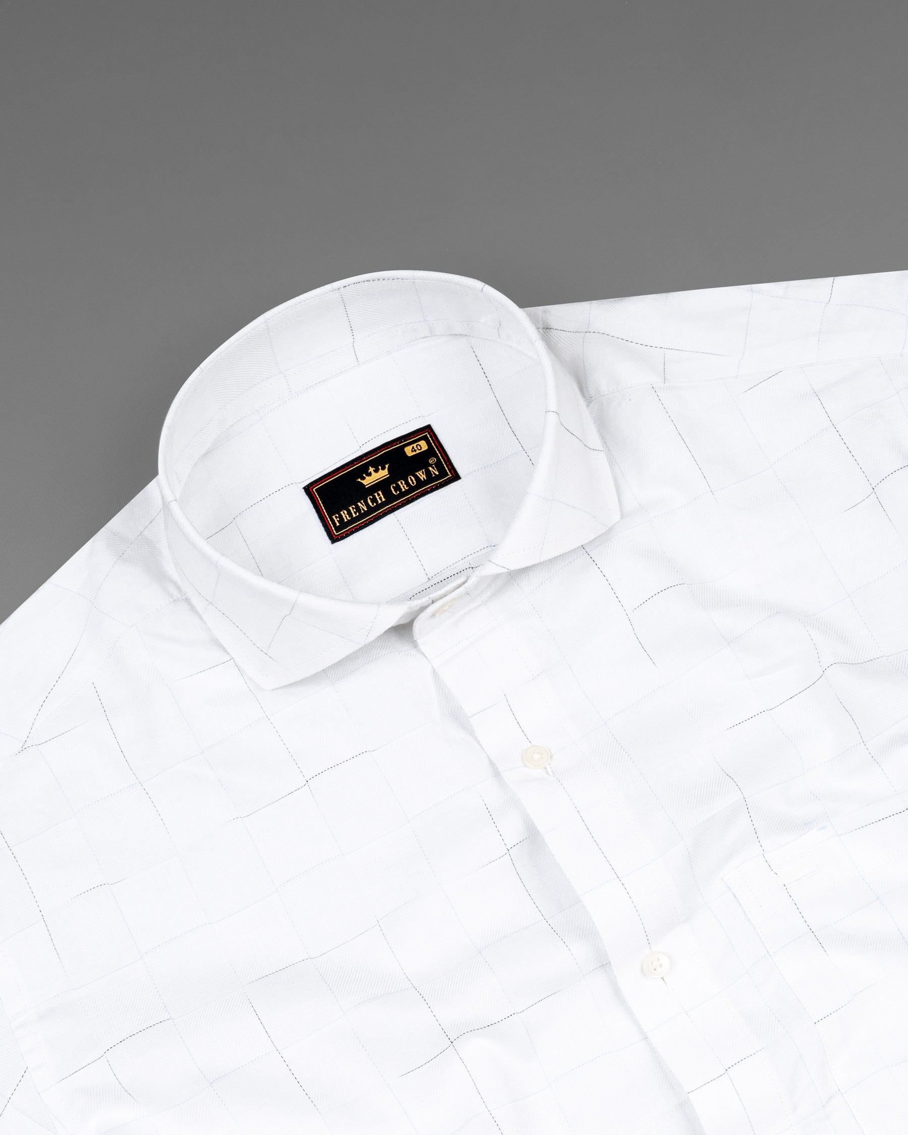 Bright White Twill Checkered Premium Cotton Shirt