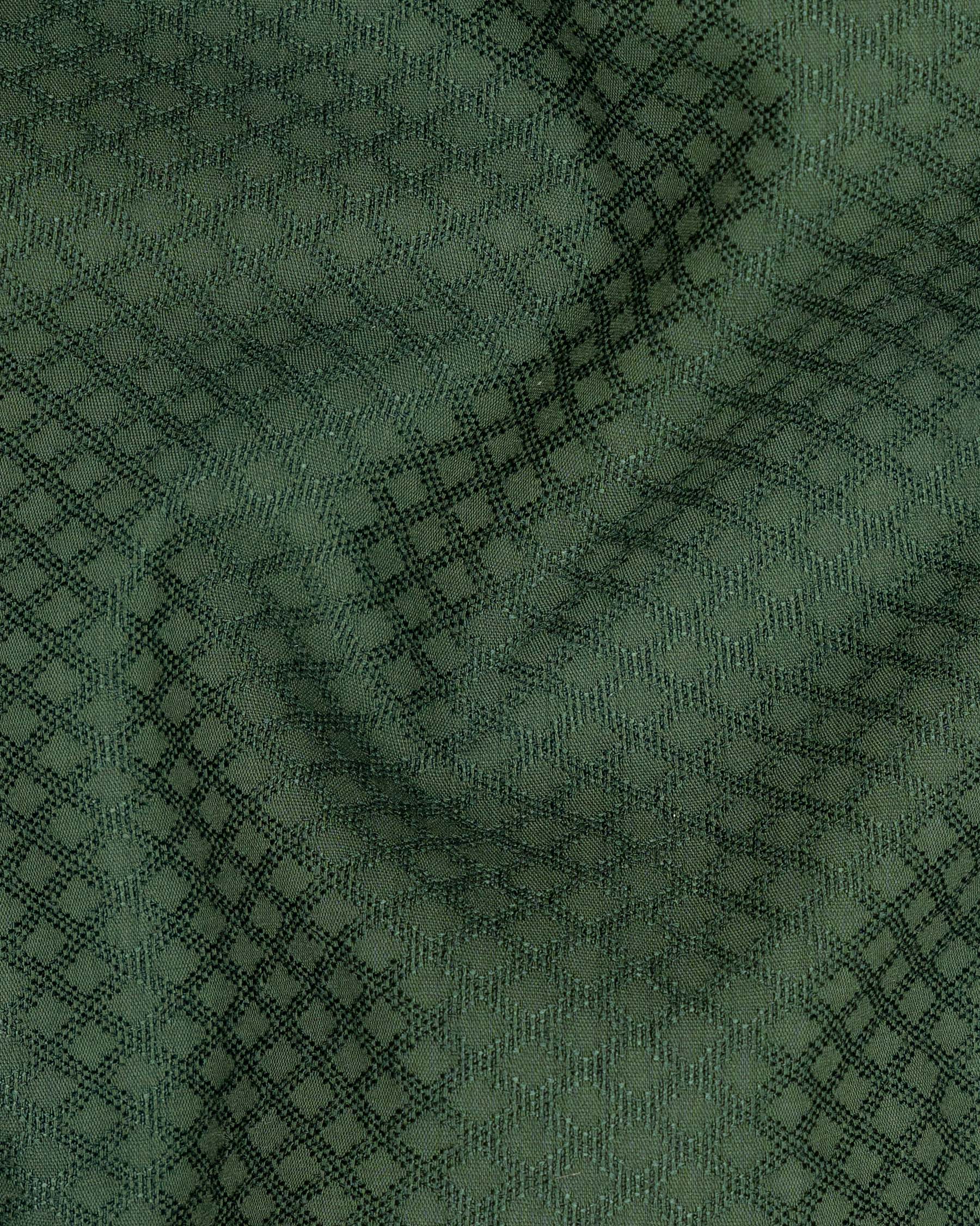 Lunar Green Rhombus Dobby Textured Premium Giza Cotton Shirt