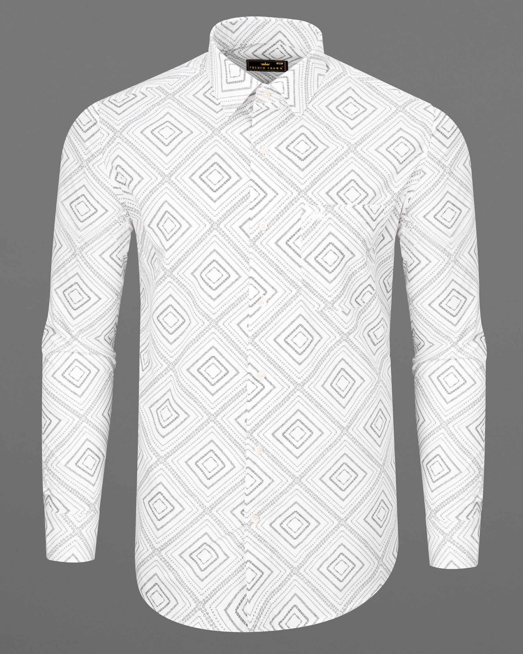 Bright White Printed Twill Premium Cotton Shirt 6815-38,6815-38,6815-39,6815-39,6815-40,6815-40,6815-42,6815-42,6815-44,6815-44,6815-46,6815-46,6815-48,6815-48,6815-50,6815-50,6815-52,6815-52