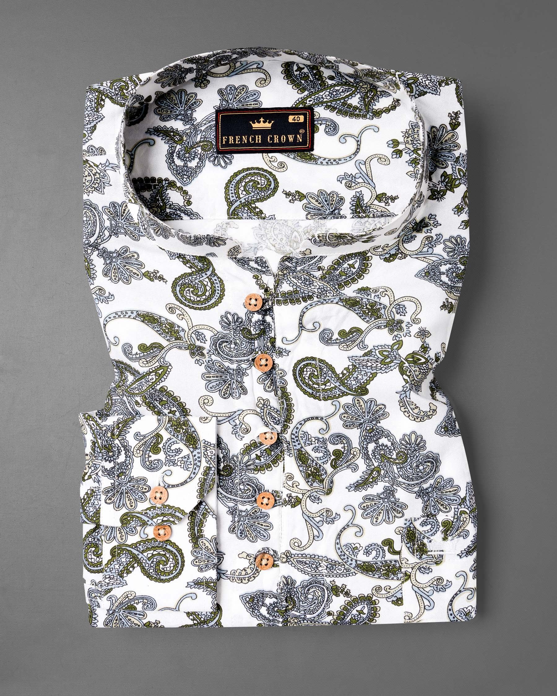 White Lilac and Rifle Green Paisley Printed Tencel Kurta Shirt 6847-KS-38,6847-KS-38,6847-KS-39,6847-KS-39,6847-KS-40,6847-KS-40,6847-KS-42,6847-KS-42,6847-KS-44,6847-KS-44,6847-KS-46,6847-KS-46,6847-KS-48,6847-KS-48,6847-KS-50,6847-KS-50,6847-KS-52,6847-KS-52