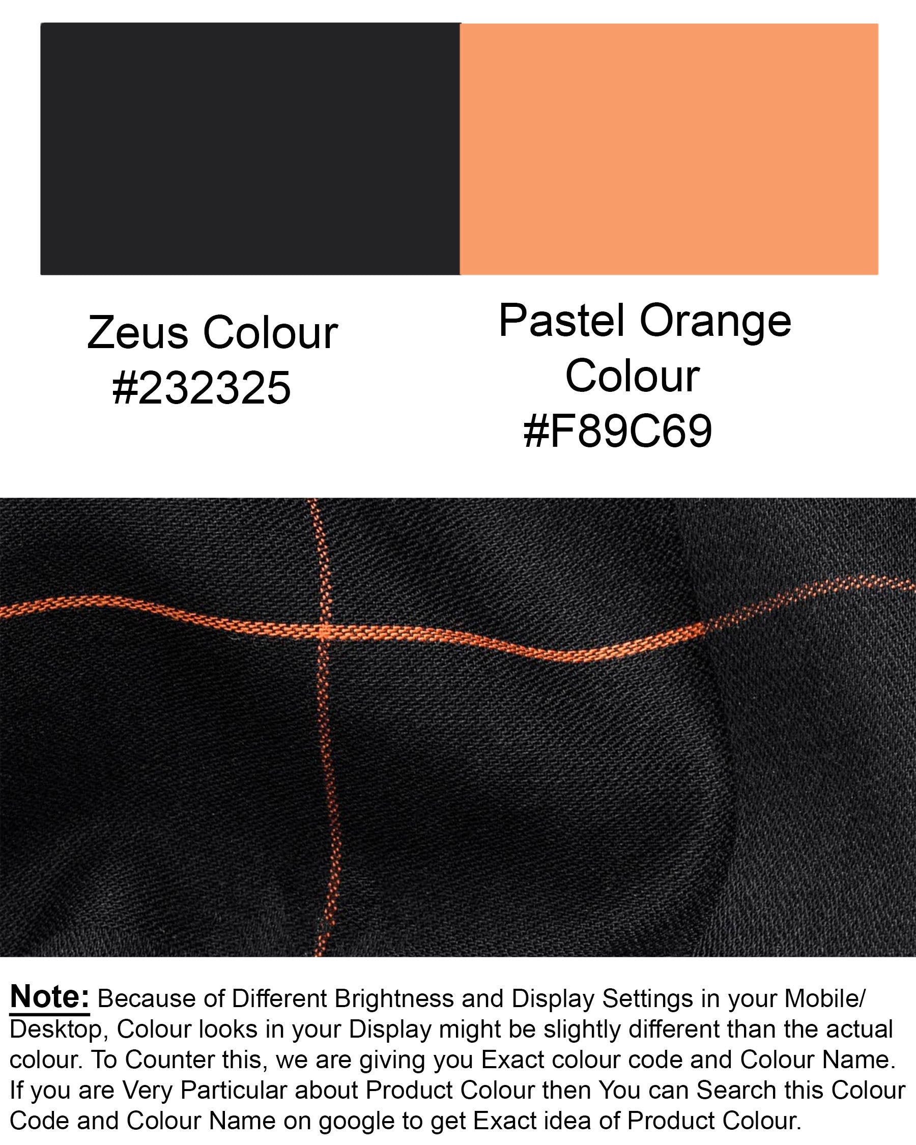 Zeus Black and Pastel Orange Windowpane Dobby Textured Premium Giza Cotton Shirt 6858-CA-38,6858-CA-38,6858-CA-39,6858-CA-39,6858-CA-40,6858-CA-40,6858-CA-42,6858-CA-42,6858-CA-44,6858-CA-44,6858-CA-46,6858-CA-46,6858-CA-48,6858-CA-48,6858-CA-50,6858-CA-50,6858-CA-52,6858-CA-52