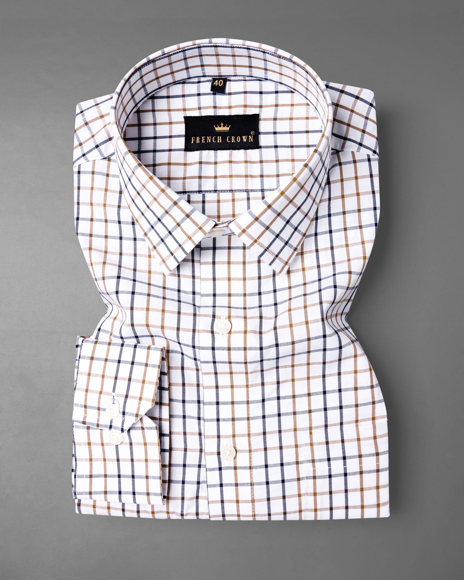 Bright White and Potters Brown Checkered Premium Cotton Shirt 6896-38,6896-38,6896-39,6896-39,6896-40,6896-40,6896-42,6896-42,6896-44,6896-44,6896-46,6896-46,6896-48,6896-48,6896-50,6896-50,6896-52,6896-52