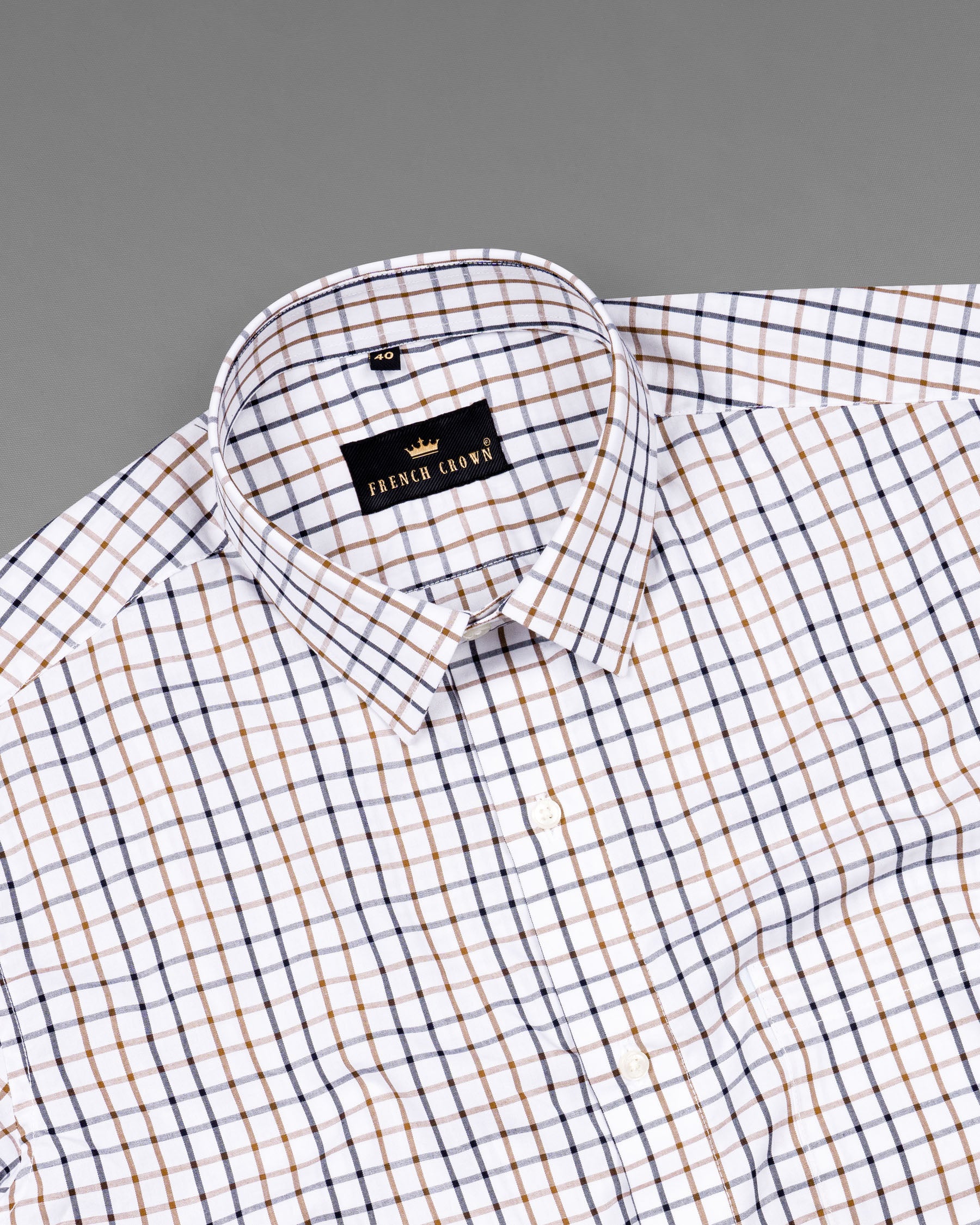 Bright White and Potters Brown Checkered Premium Cotton Shirt 6896-38,6896-38,6896-39,6896-39,6896-40,6896-40,6896-42,6896-42,6896-44,6896-44,6896-46,6896-46,6896-48,6896-48,6896-50,6896-50,6896-52,6896-52