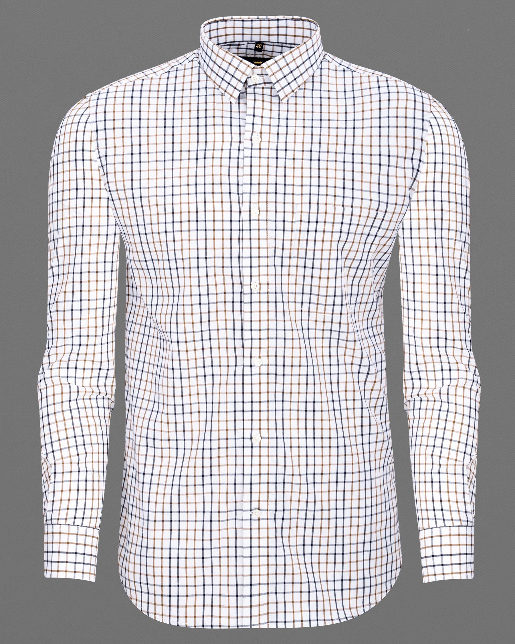 Bright White and Potters Brown Checkered Premium Cotton Shirt 6896-38,6896-38,6896-39,6896-39,6896-40,6896-40,6896-42,6896-42,6896-44,6896-44,6896-46,6896-46,6896-48,6896-48,6896-50,6896-50,6896-52,6896-52