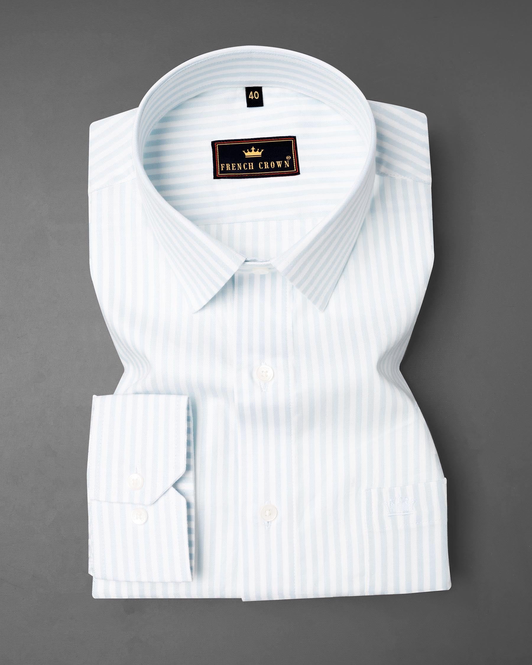 Bright White and Geyser Striped Twill Premium Cotton Shirt 6925-38, 6925-H-38, 6925-39, 6925-H-39, 6925-40, 6925-H-40, 6925-42, 6925-H-42, 6925-44, 6925-H-44, 6925-46, 6925-H-46, 6925-48, 6925-H-48, 6925-50, 6925-H-50, 6925-52, 6925-H-52