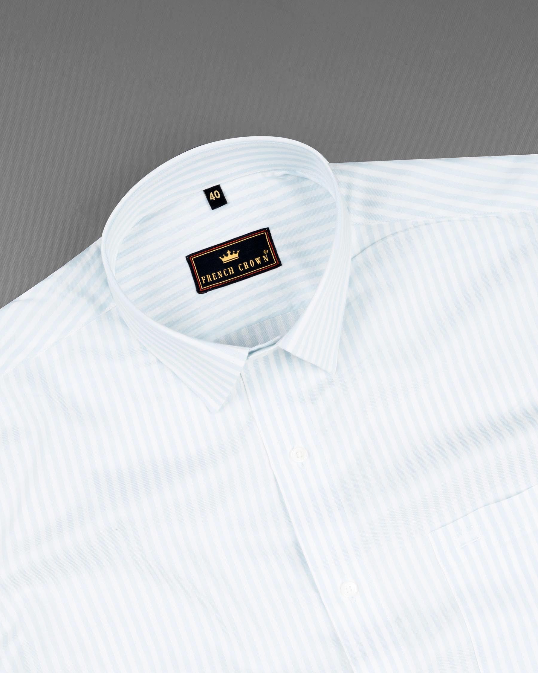 Bright White and Geyser Striped Twill Premium Cotton Shirt 6925-38, 6925-H-38, 6925-39, 6925-H-39, 6925-40, 6925-H-40, 6925-42, 6925-H-42, 6925-44, 6925-H-44, 6925-46, 6925-H-46, 6925-48, 6925-H-48, 6925-50, 6925-H-50, 6925-52, 6925-H-52