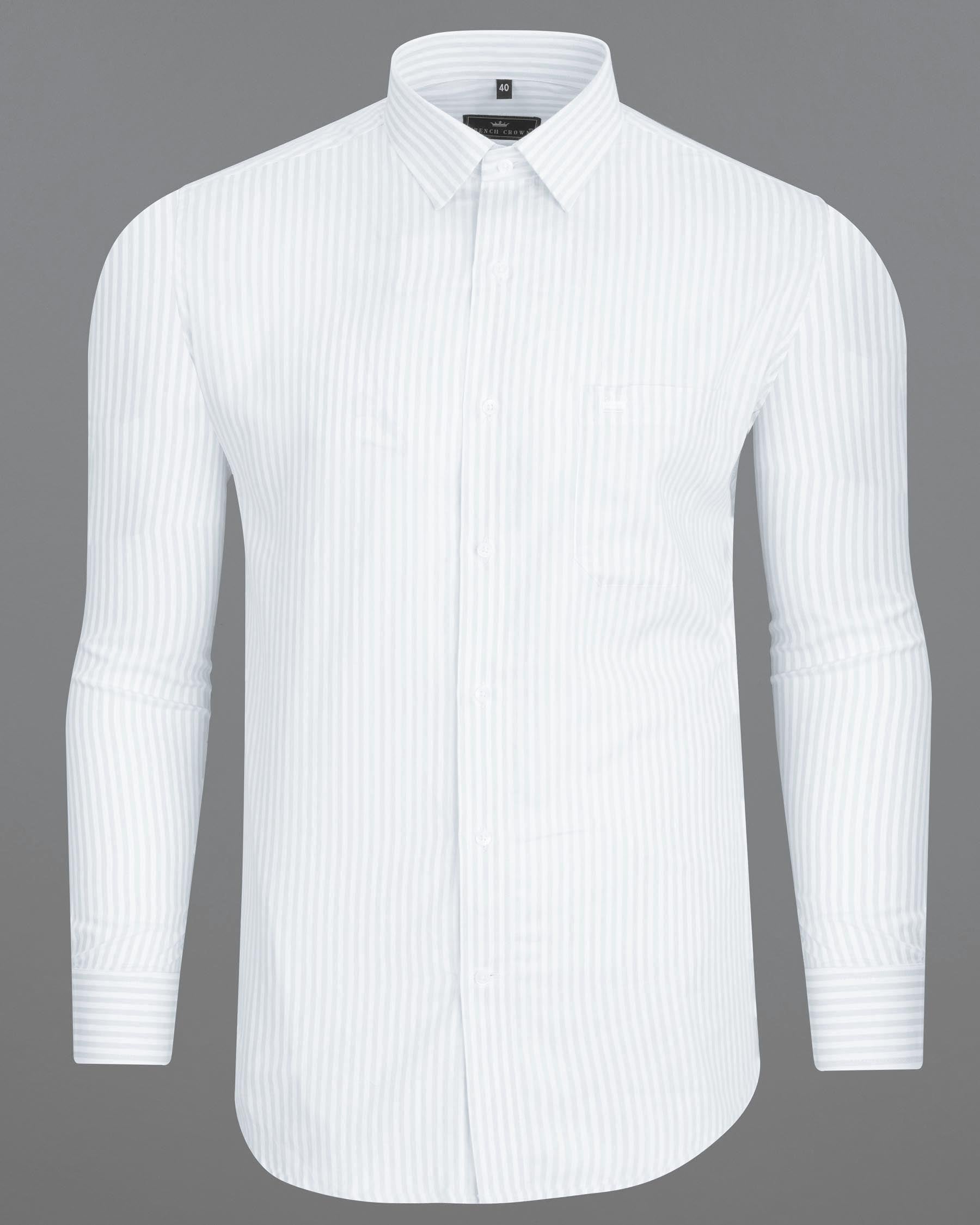 Bright White and Geyser Striped Twill Premium Cotton Shirt 6925-38, 6925-H-38, 6925-39, 6925-H-39, 6925-40, 6925-H-40, 6925-42, 6925-H-42, 6925-44, 6925-H-44, 6925-46, 6925-H-46, 6925-48, 6925-H-48, 6925-50, 6925-H-50, 6925-52, 6925-H-52