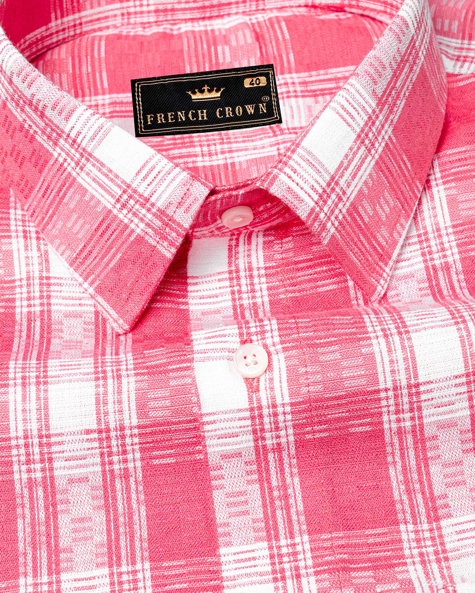 Mandy Pink and Bright White Checkered Twill Premium Cotton Shirt 6930-38,6930-38,6930-39,6930-39,6930-40,6930-40,6930-42,6930-42,6930-44,6930-44,6930-46,6930-46,6930-48,6930-48,6930-50,6930-50,6930-52,6930-52