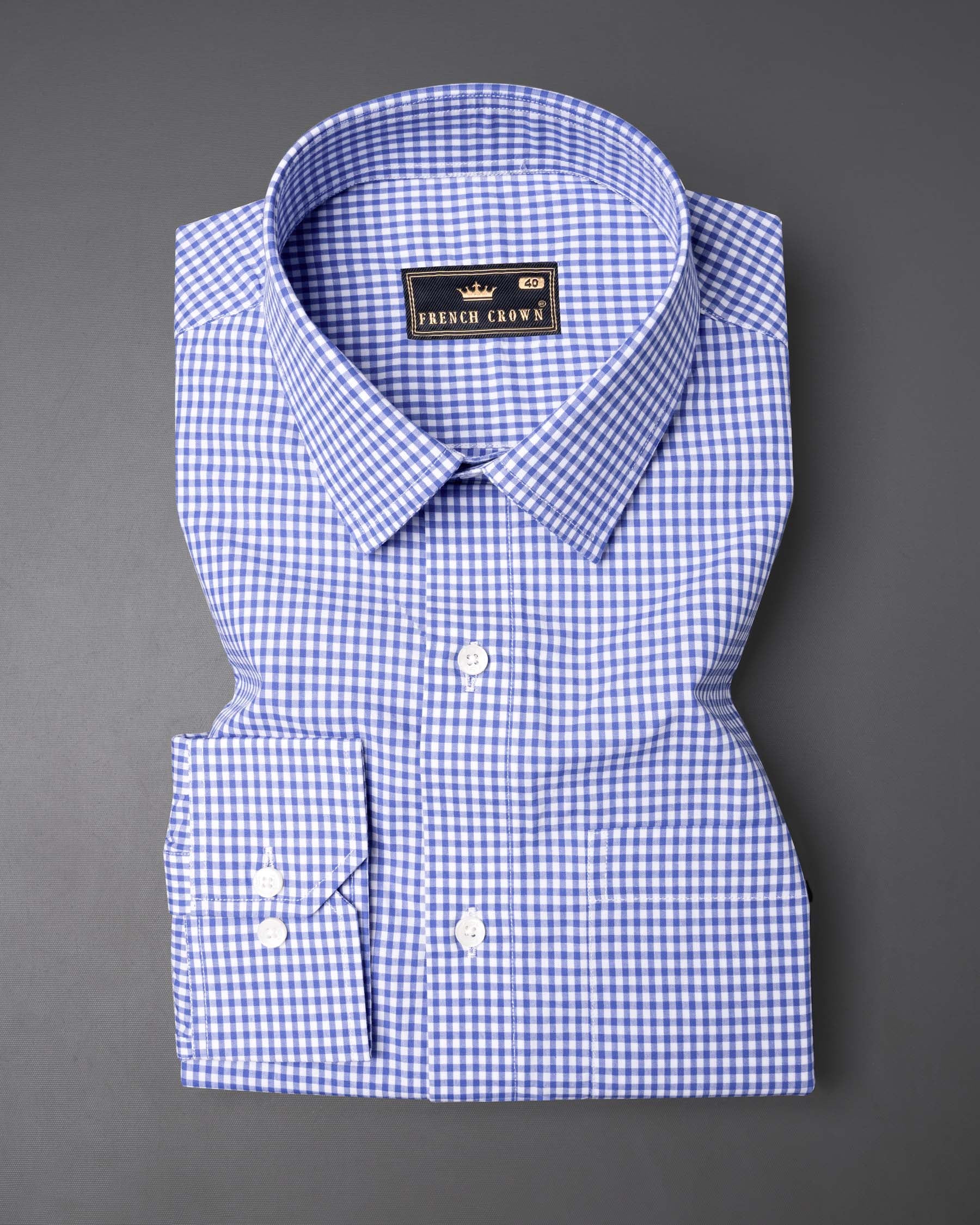 Portage Blue Checkered Premium Cotton Shirt 6934-38,6934-38,6934-39,6934-39,6934-40,6934-40,6934-42,6934-42,6934-44,6934-44,6934-46,6934-46,6934-48,6934-48,6934-50,6934-50,6934-52,6934-52