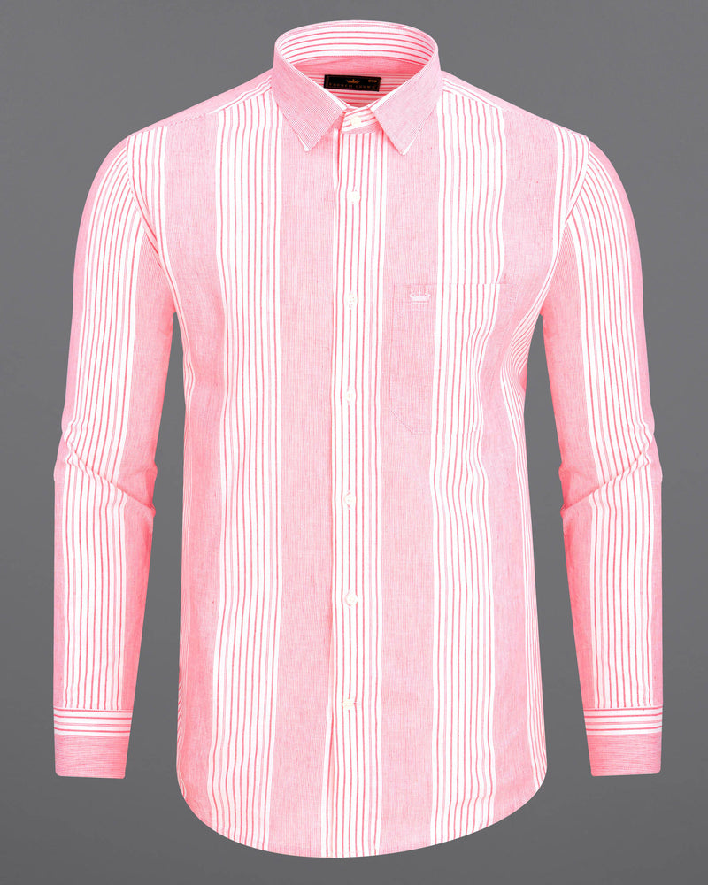FROLY PINK STRIPED LUXURIOUS LINEN SHIRT